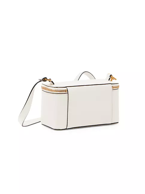 Shop Valentino Garavani V-Logo Leather Vanity Case Bag