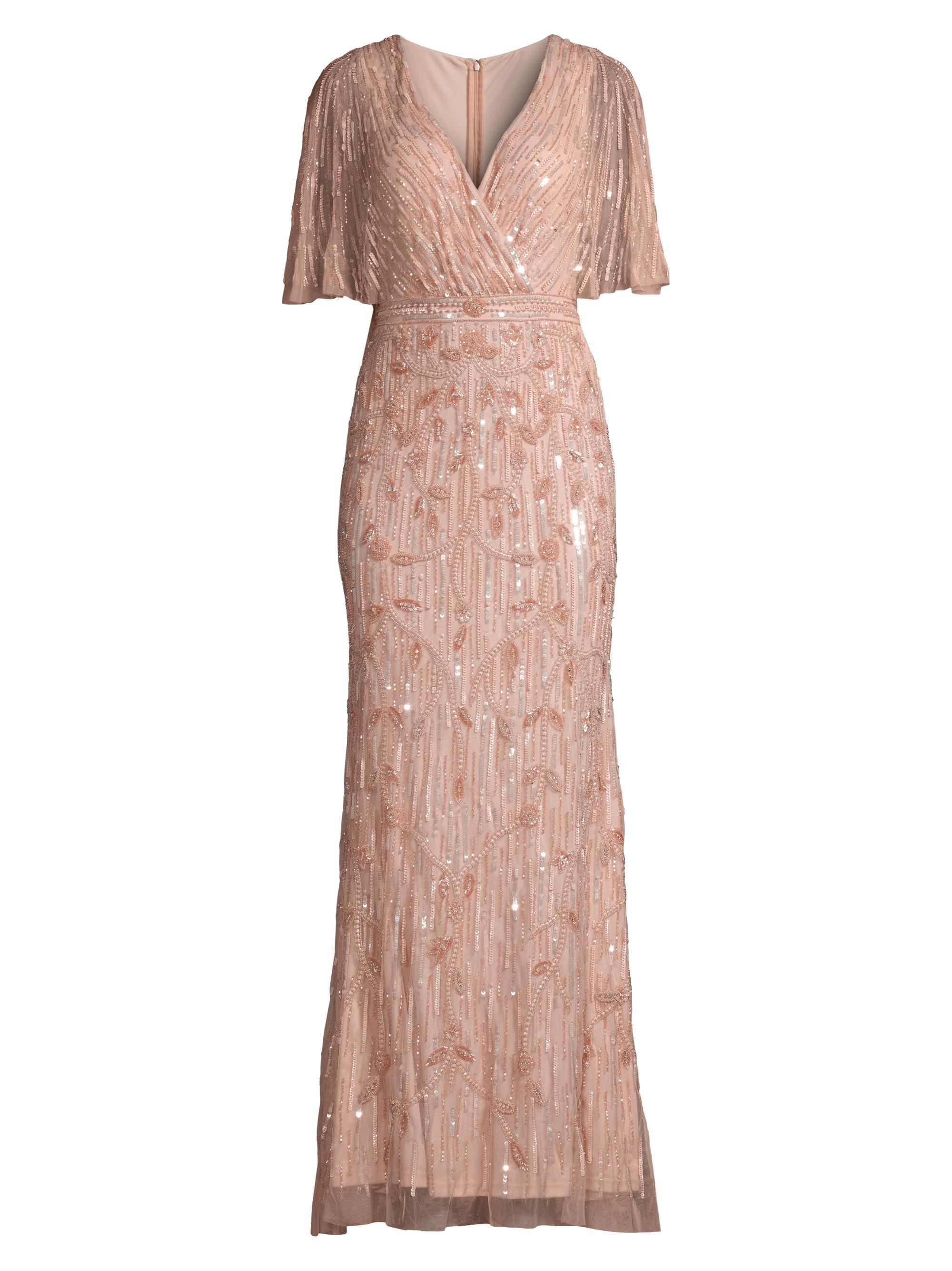 Mac Duggal Women's Beaded Cape Gown - Blush