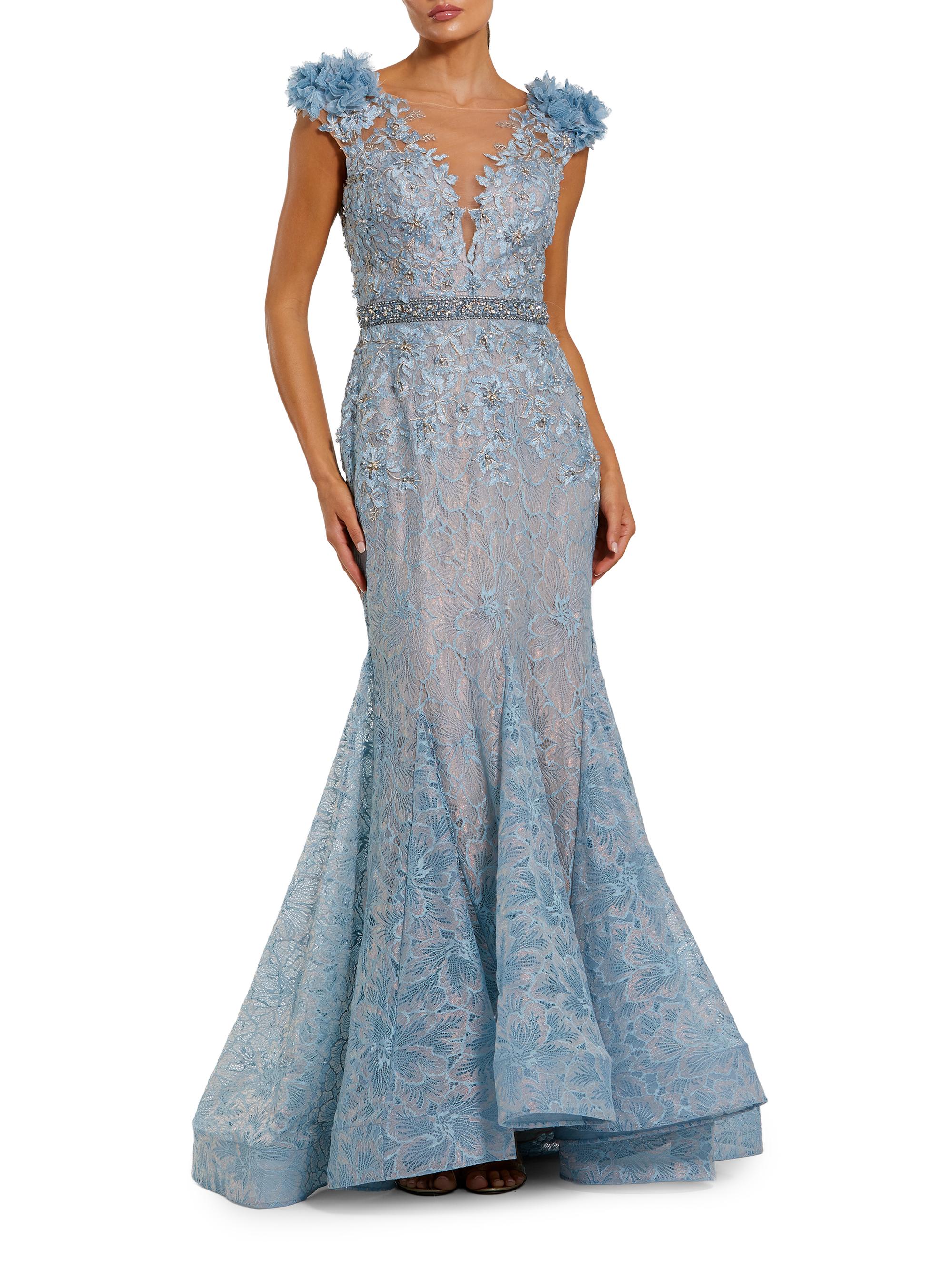 mac duggal layered shoulder bow metallic a line maxi dress Black and Silver One Shoulder Embellished Gown With Velvet Bow main image 0