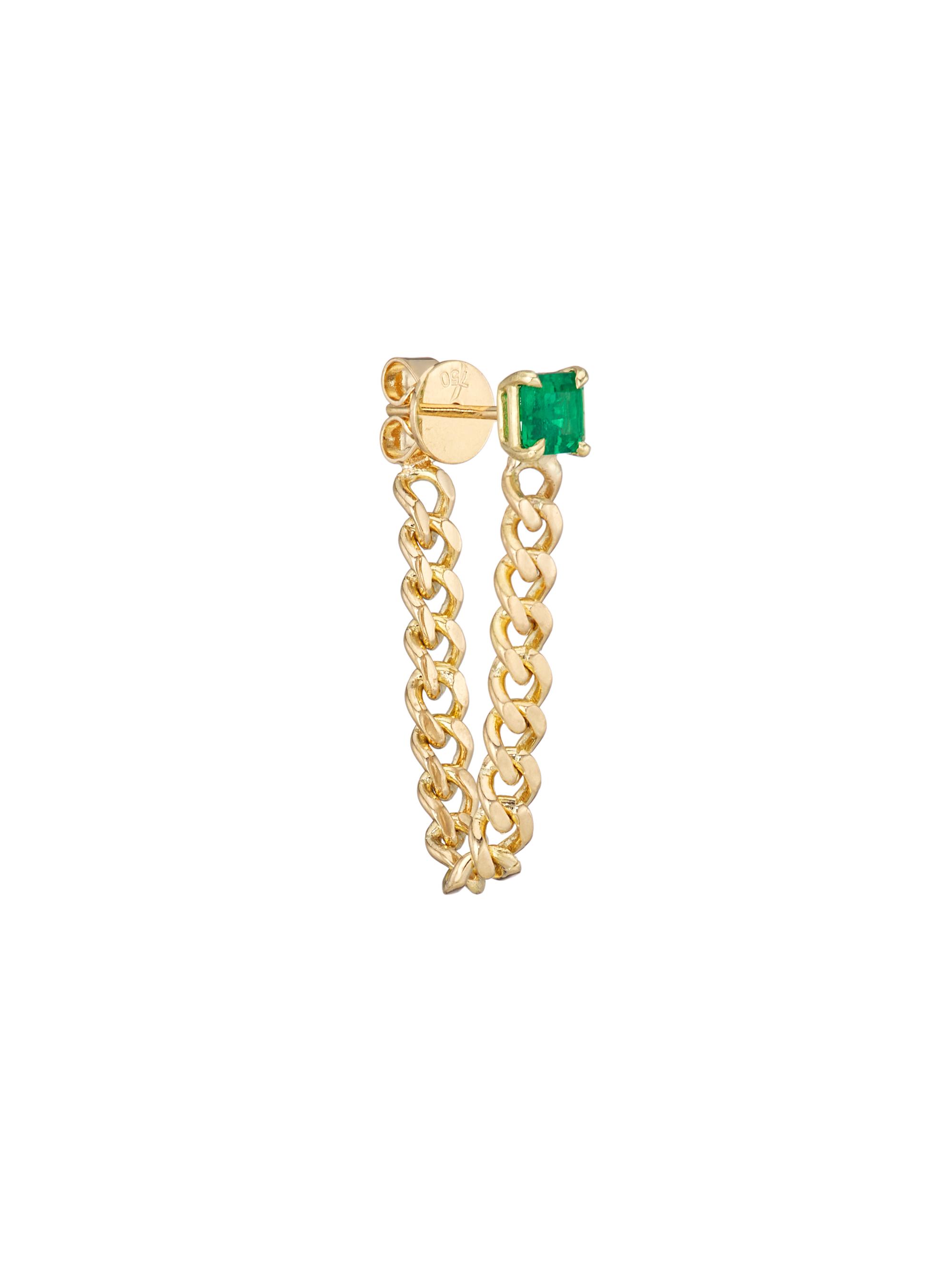 Anita Ko Women's 18K Yellow Gold & Emerald Cuban Chain Drop Earring - Yellow Gold