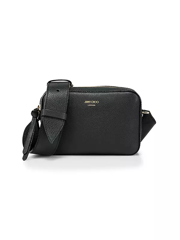 VERSACE Collection Pebbled Leather Camera Crossbody Bag Black-US