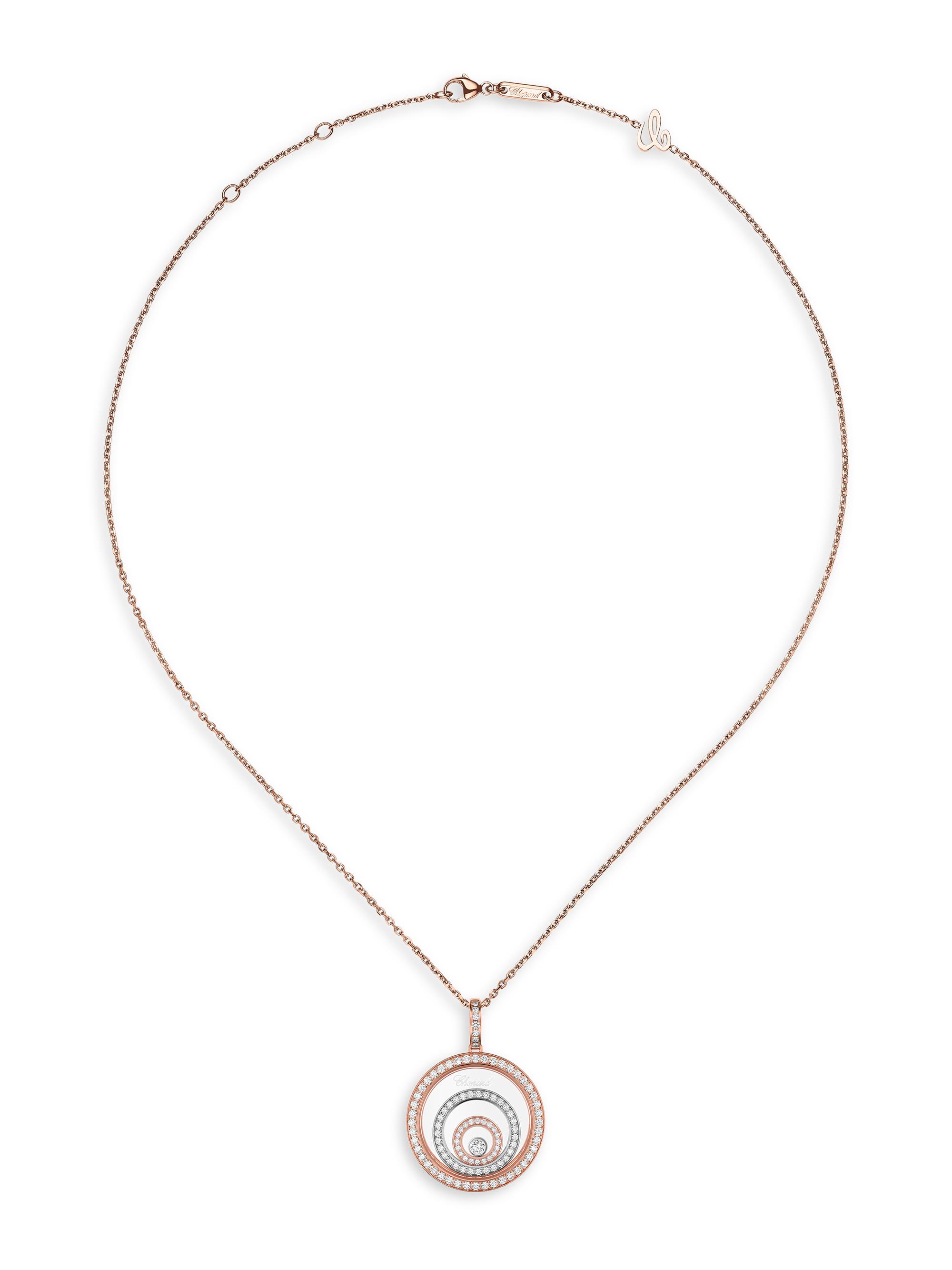 Chopard Women's Happy Spirit 18K White Gold, 18K Rose Gold & Diamond Pendant Necklace - Rose Gold