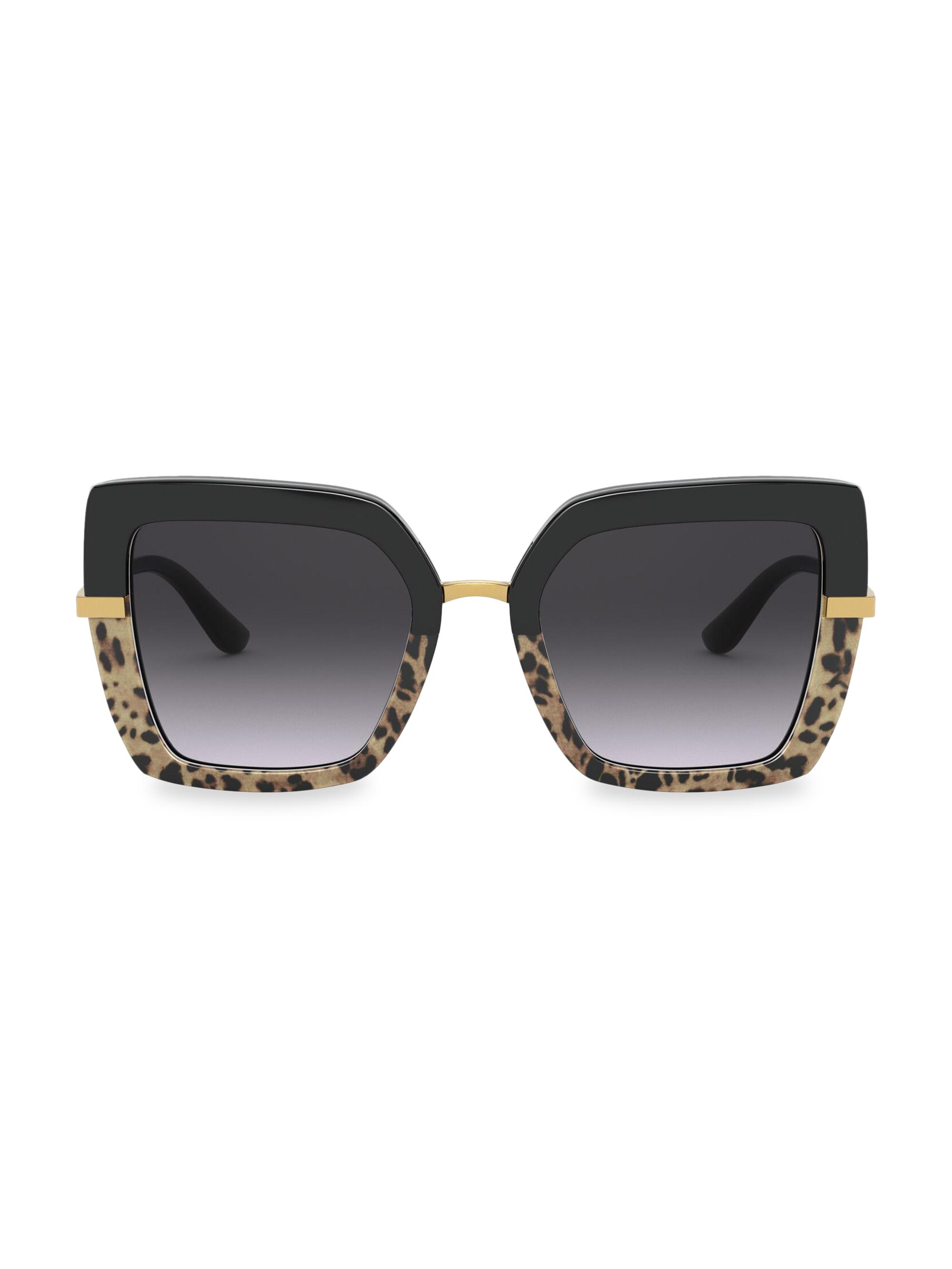 Dolce & Gabbana Women's 52MM Half-Print Butterfly Sunglasses - Top Black
