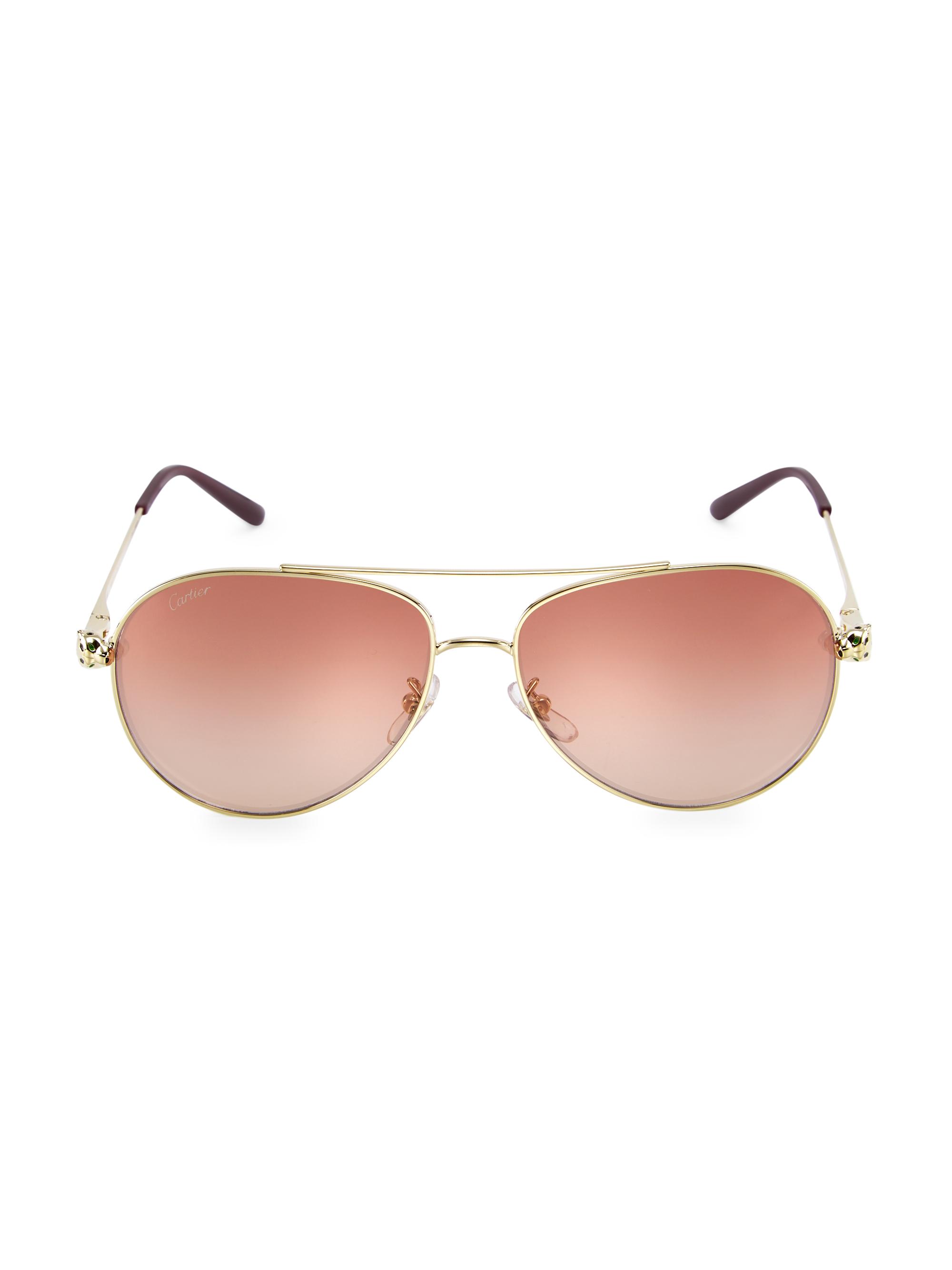 Cartier Women's 61MM Aviator Sunglasses - Gold