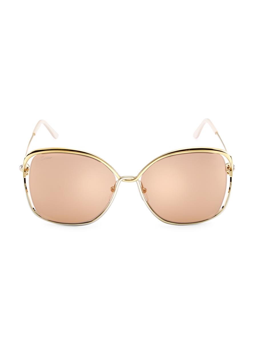 CARTIER スクエアフレムサンクラス CT0225S 001 Cartier Eyewear スクエアフレーム サングラス | ブラック