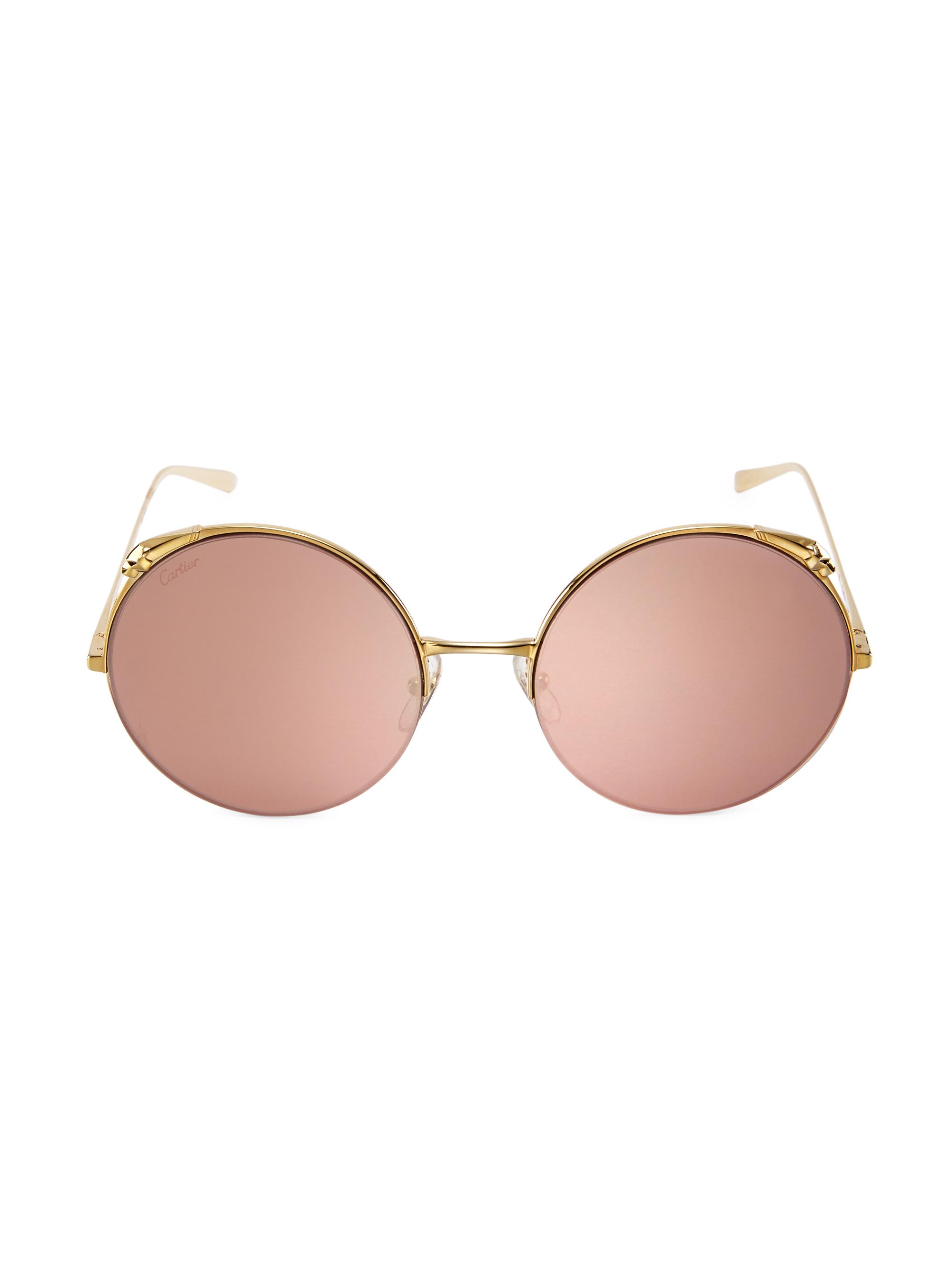Cartier Women's 60MM Round Sunglasses - Gold