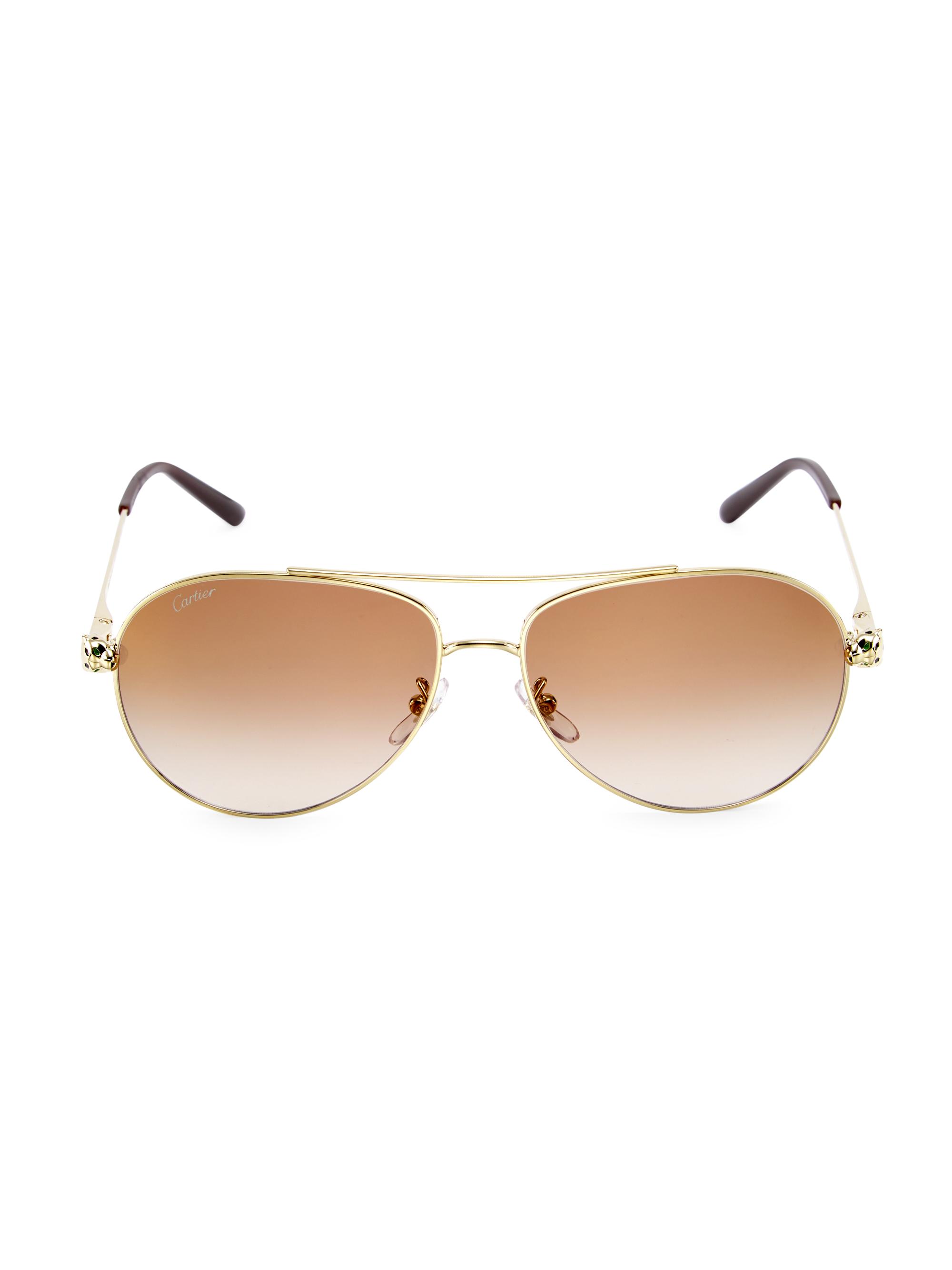 Cartier Women's 61MM Aviator Sunglasses - Gold