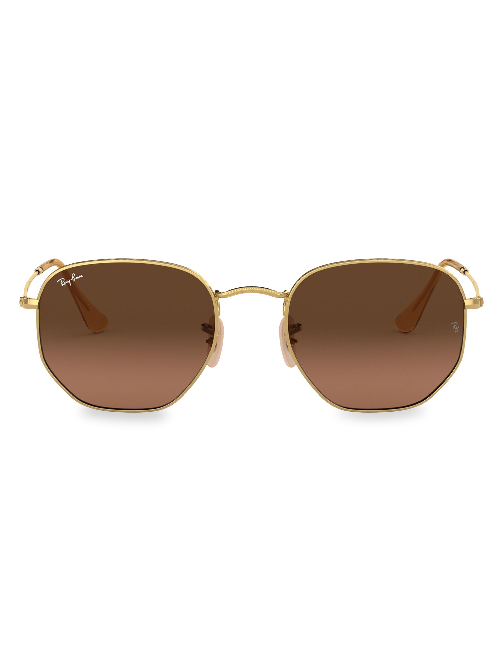 Ray-Ban Women's RB3548 51MM Hexagonal Sunglasses - Gold