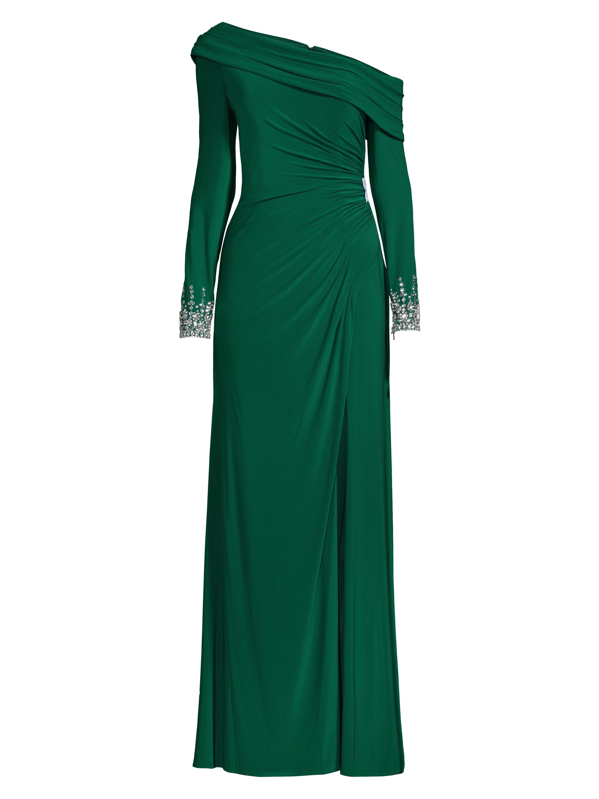 Mac Duggal Women's Asymmetrical Jeweled Gown - Emerald