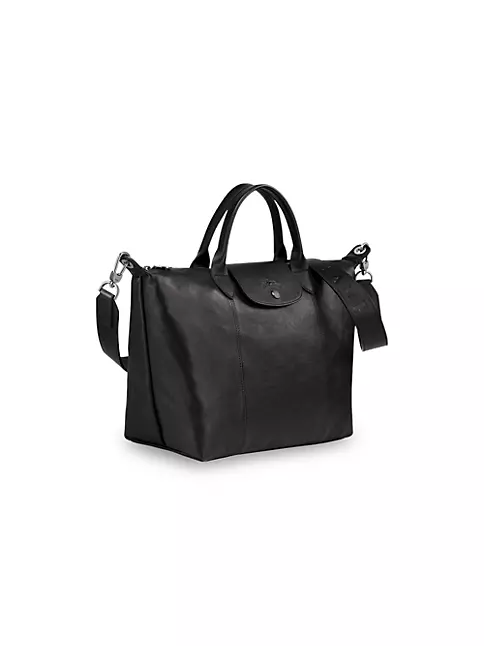 Longchamp Le Pliage Cuir Small Shoulder Bag - Black/Gunmetal