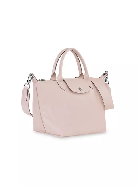 Longchamp Le Pliage Cuir Small Leather Short Handle Tote in Pink