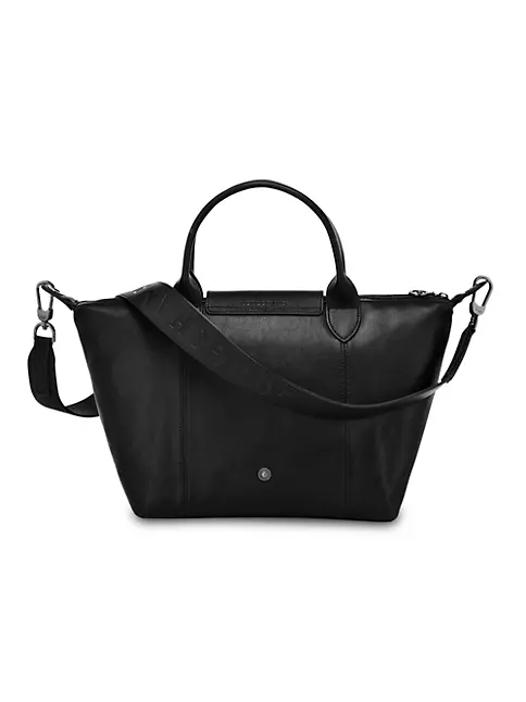 Longchamp Le Pliage Cuir Medium Leather Top Handle Bag