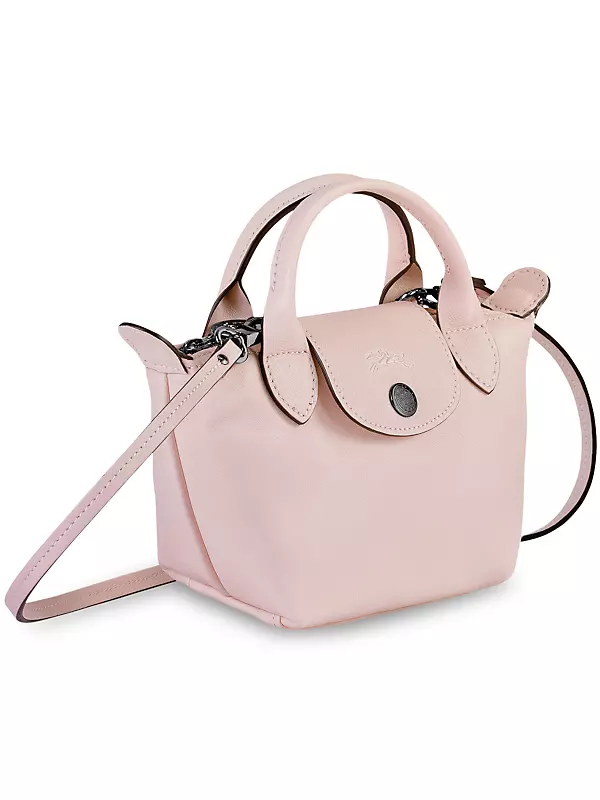 Longchamp Le Pliage Cuir Small Leather Short Handle Tote in Pink