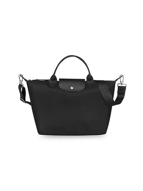 Longchamp Le Pliage Neo Nylon & Leather Messenger Bag In Black