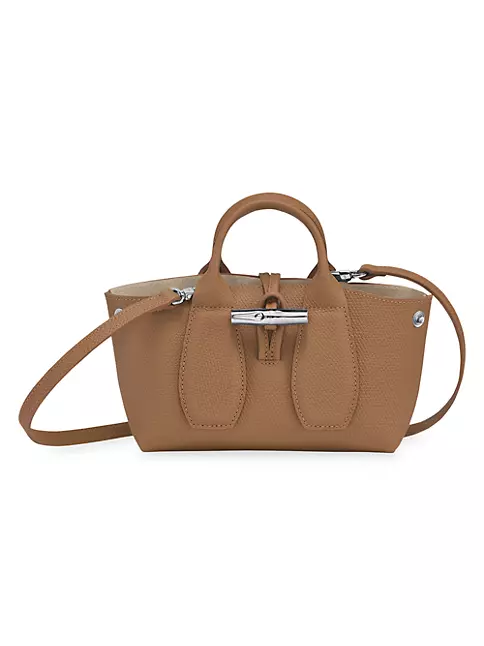 Shop Longchamp XS Roseau Leather Top Handle Bag