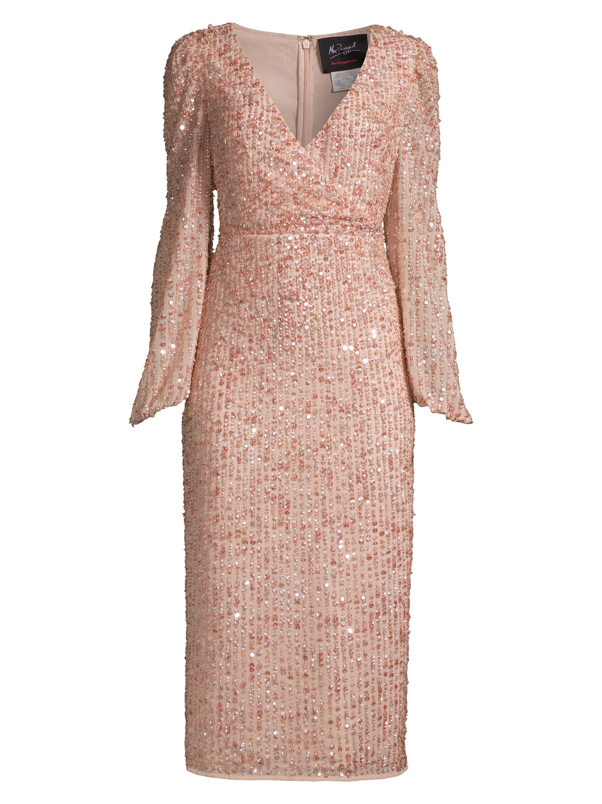 Mac Duggal Women's Sequined Empire Waist Dress - Beige