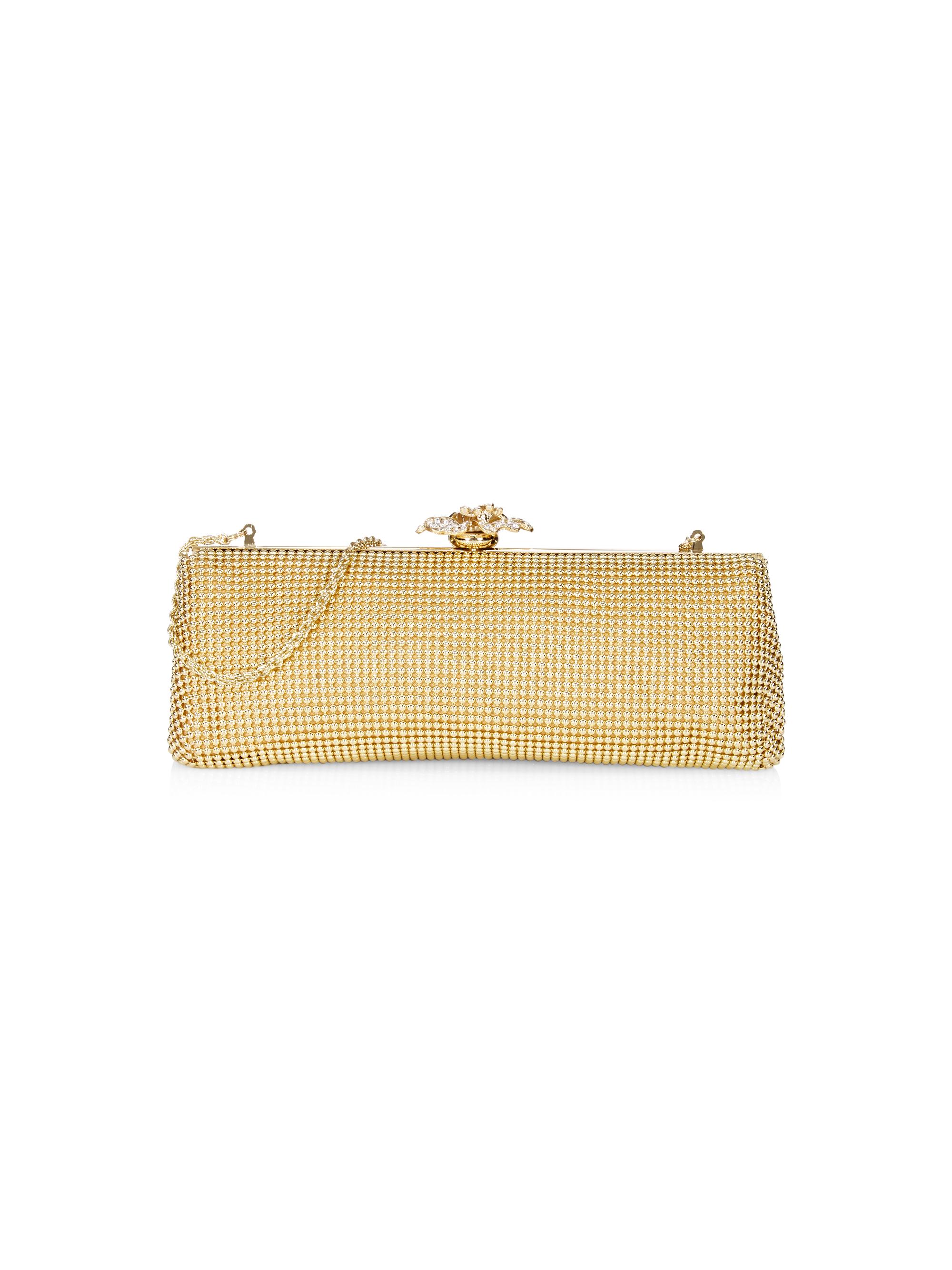 Whiting & Davis Women's Goldtone Metal & Crystal Flower Clutch - Gold