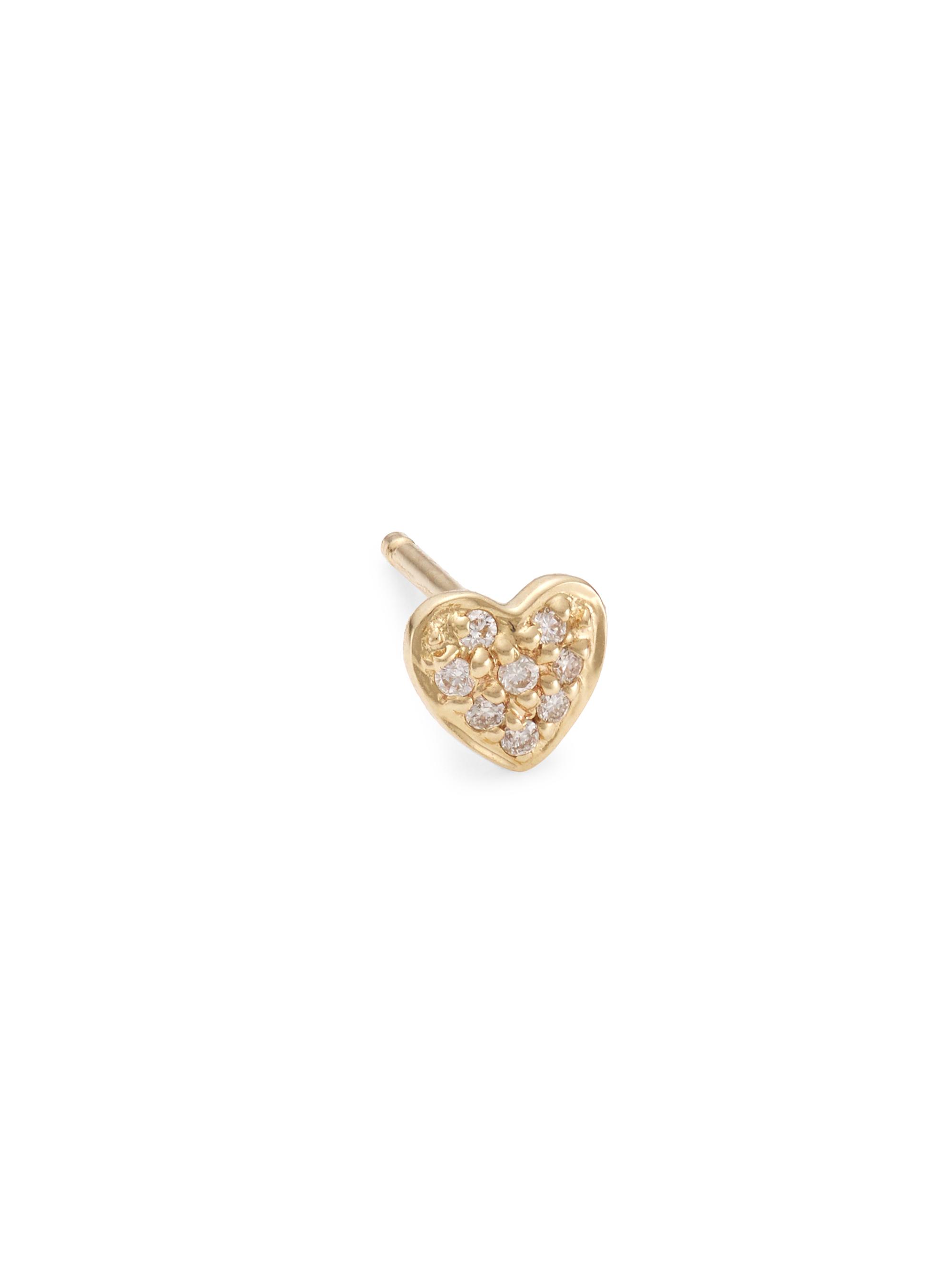 Sydney Evan Women's 14K Gold & 0.09 TCW Diamond Single Heart Stud Earring - Gold