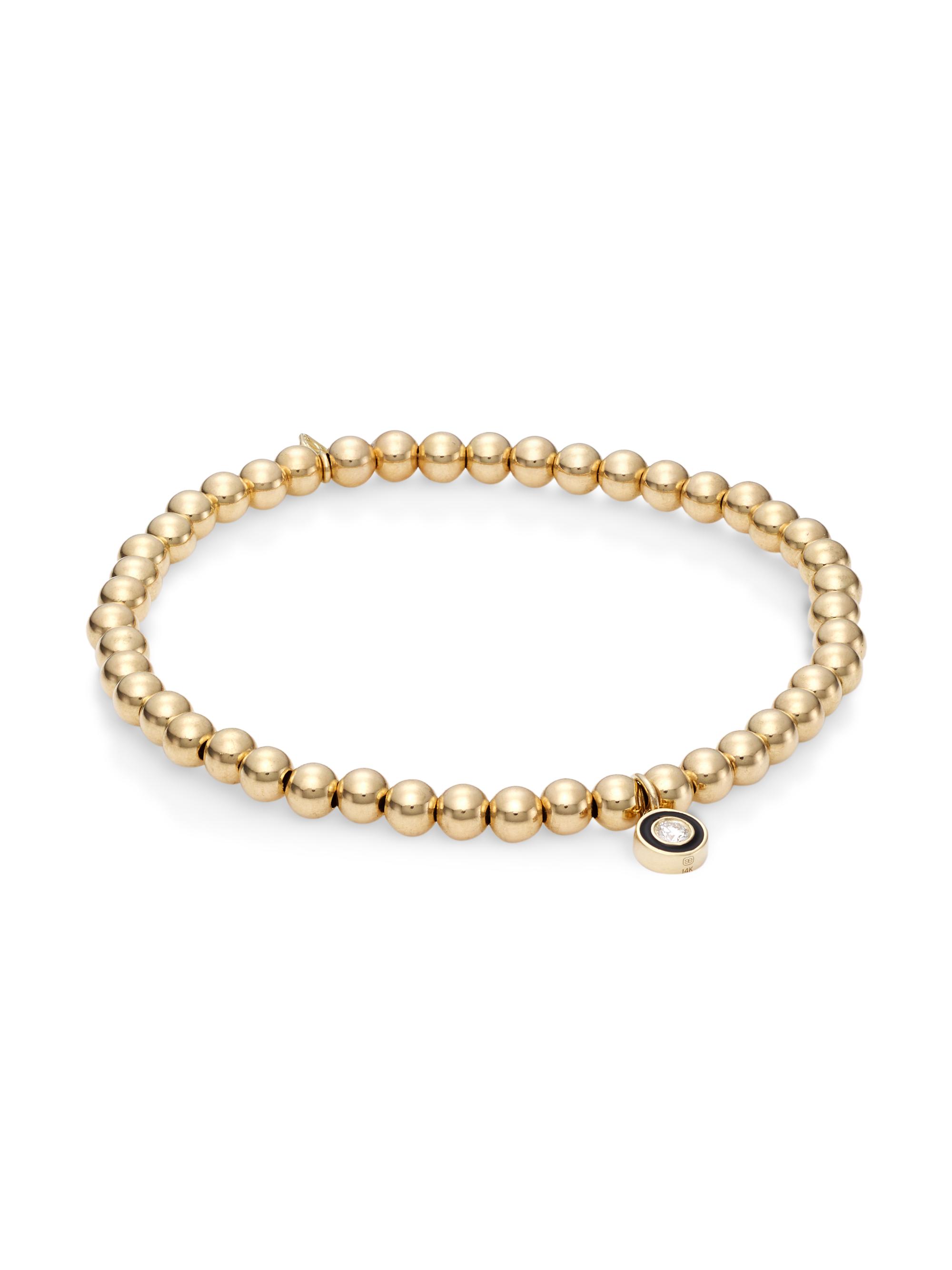 Sydney Evan Women's 14K Yellow Gold Ball, Enamel & Diamond Charm Bracelet - Gold