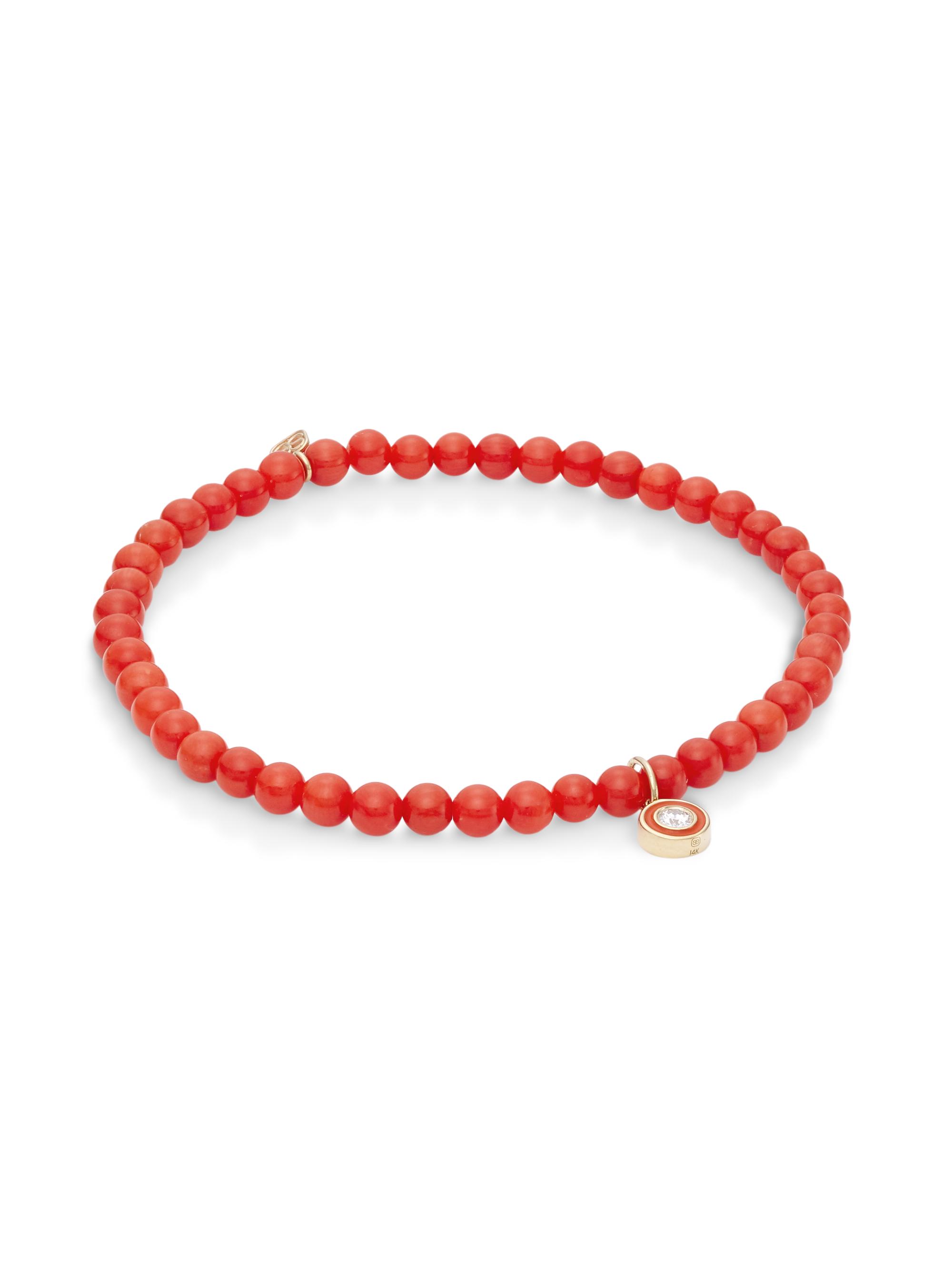 Sydney Evan Women's Single Stone Enamel Coral Bracelet - Red