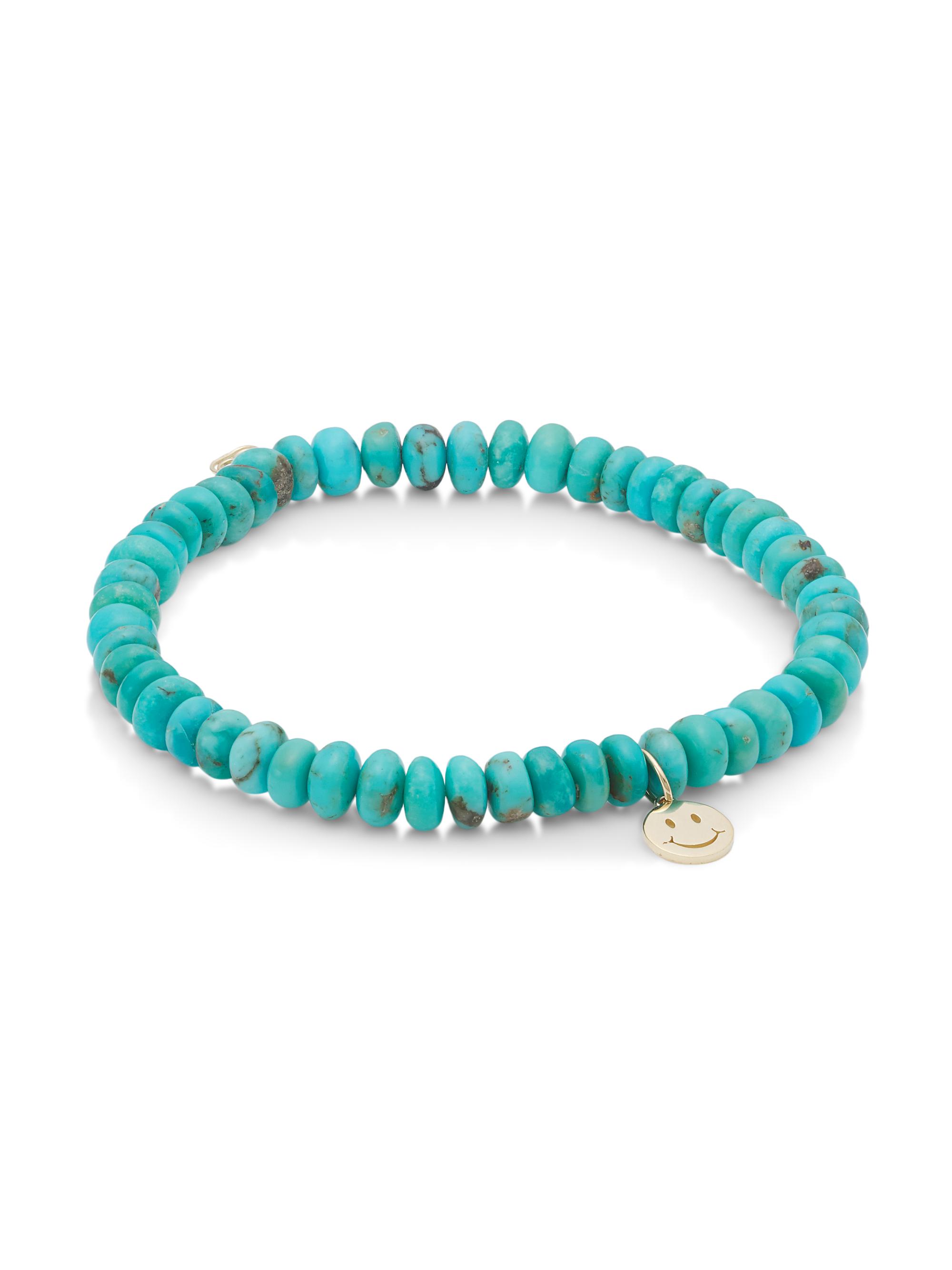 Sydney Evan Women's 14K Yellow Gold & Matte Impression Jasper Beaded Happy Face Charm Bracelet