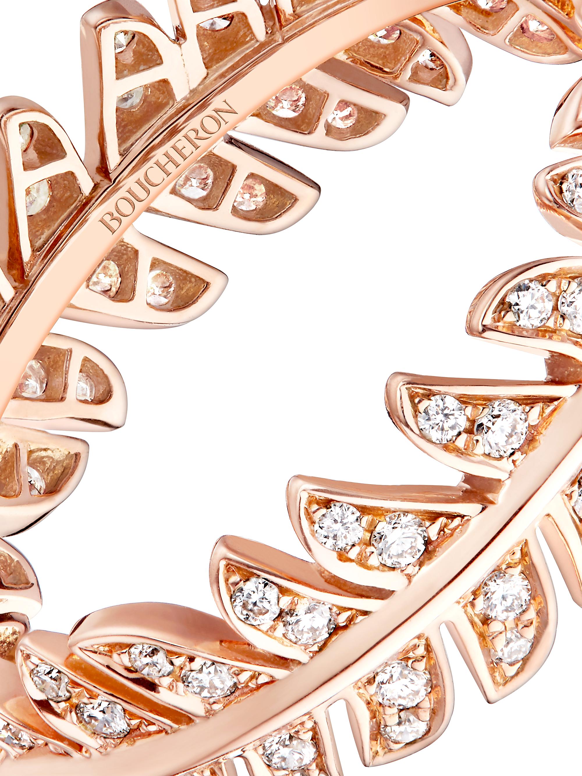 Boucheron Nature Triomphante Plume De Paon 18K Rose Gold & 0.34