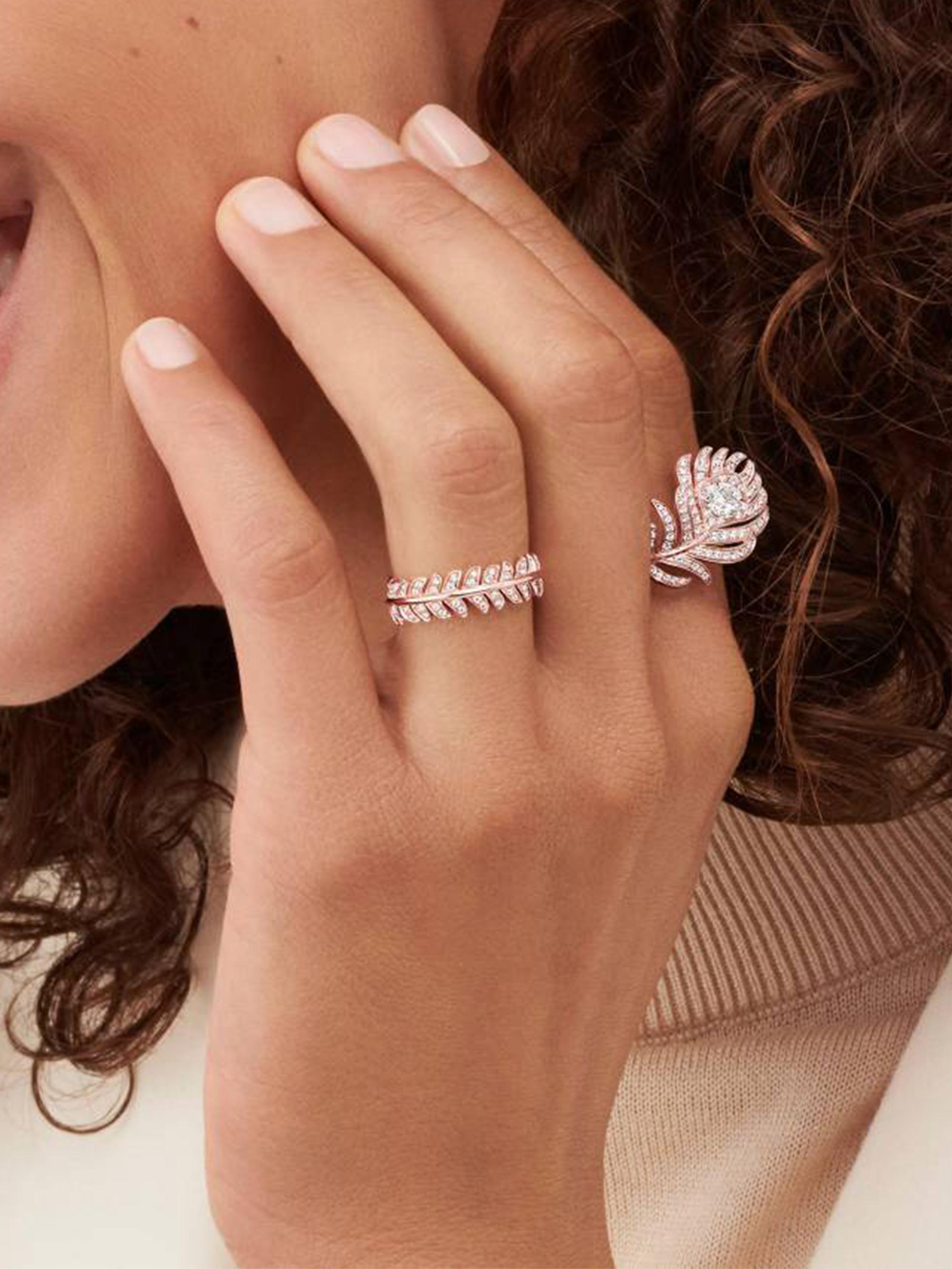 Boucheron Nature Triomphante Plume De Paon 18K Rose Gold & 0.34
