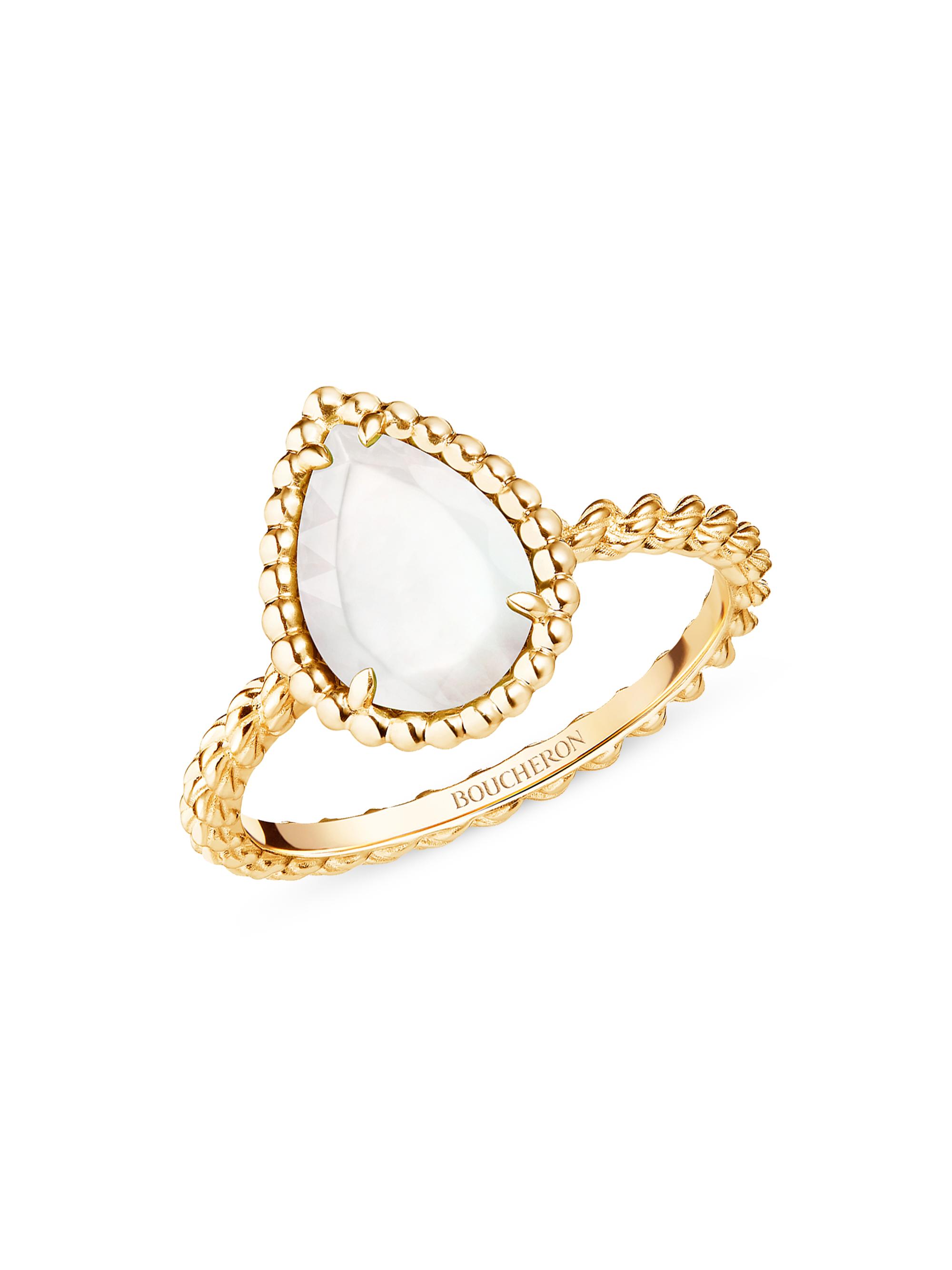 Boucheron Women's Serpent Bohème 18K Yellow Gold & Mother-Of-Pearl Ring