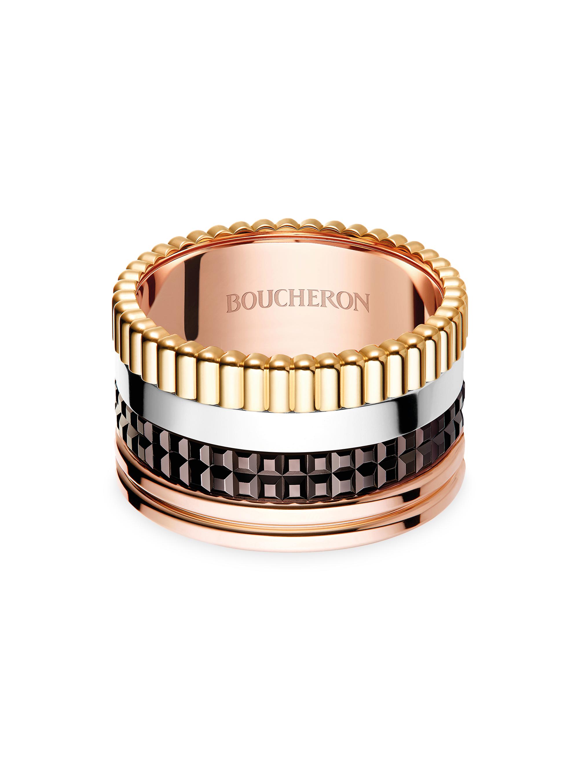 Boucheron Women's Unisex Quatre Classique Tri-Tone 18K Gold & PVD Large Ring