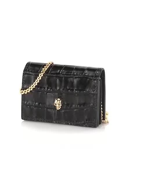 McQueen Women's  Skull Bag In Leather - Black