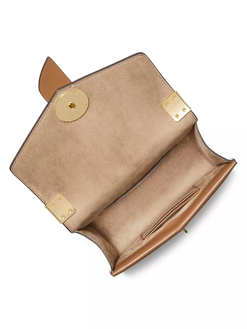 Michael Kors Greenwich Medium Bucket Bag Hobo Crossbody Luggage Brown Gold