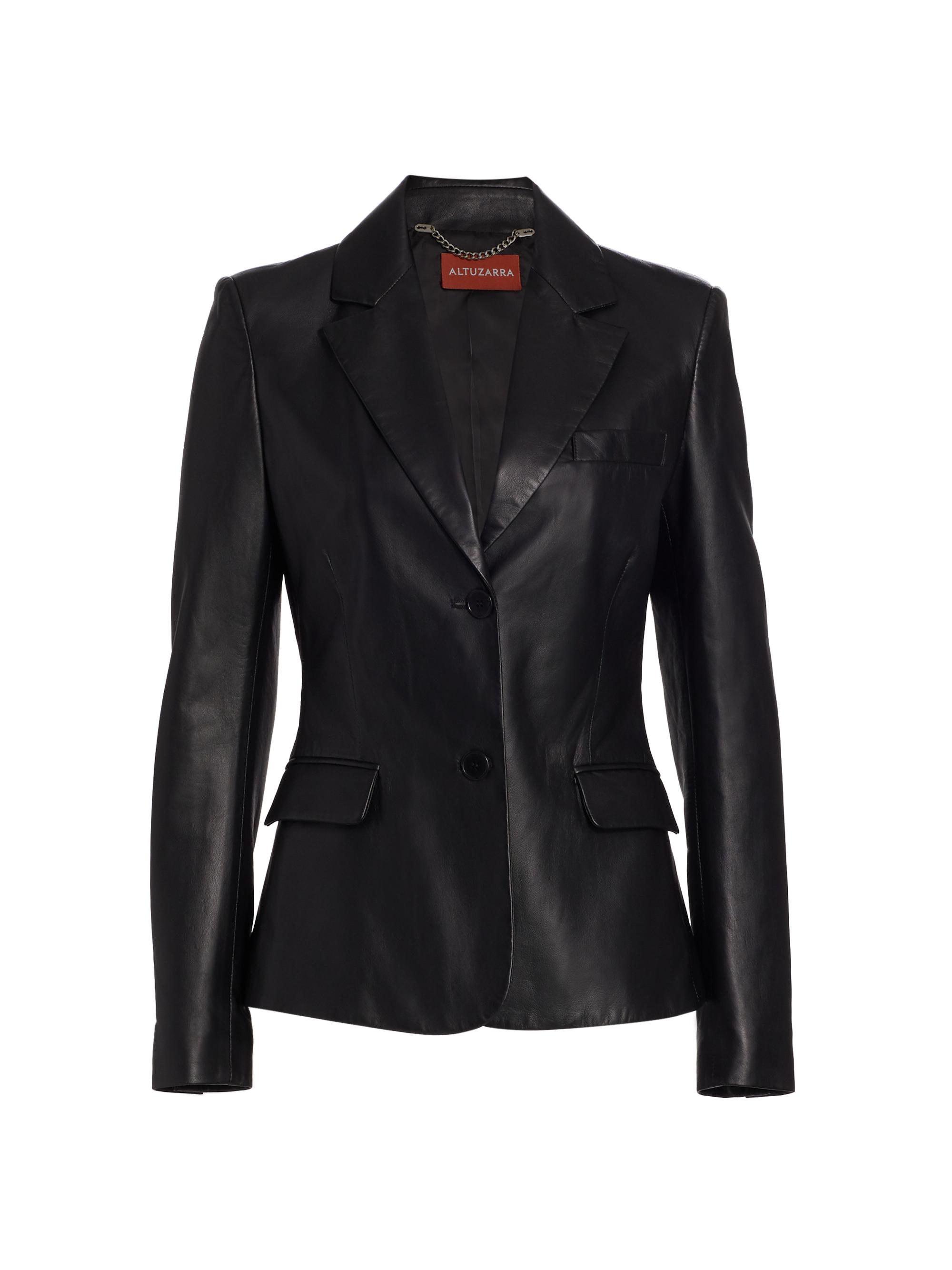 Altuzarra Women's Fenice Two-Button Leather Jacket - Black