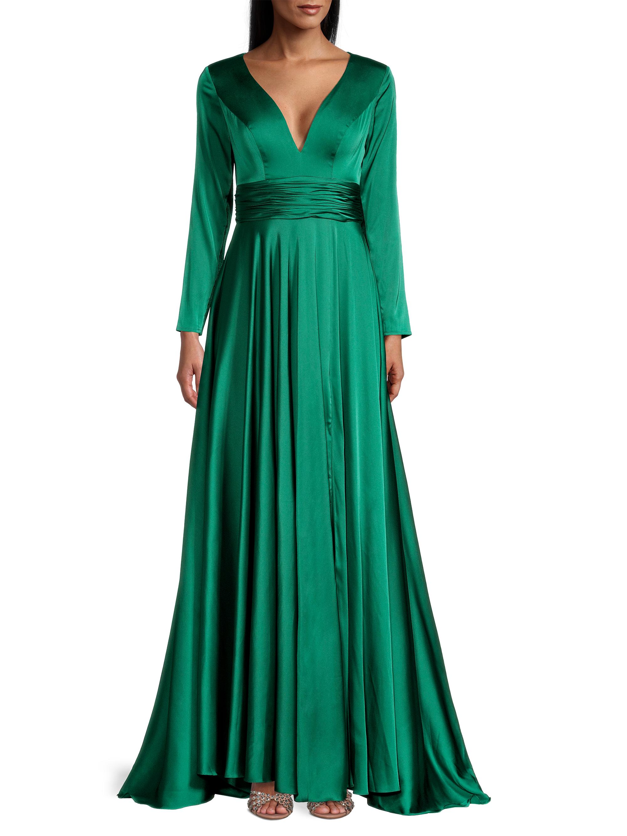 white christmas dresses Chiffon Embroidered Rhinestone Empire Waist Evening Dress Green / XL main image 0