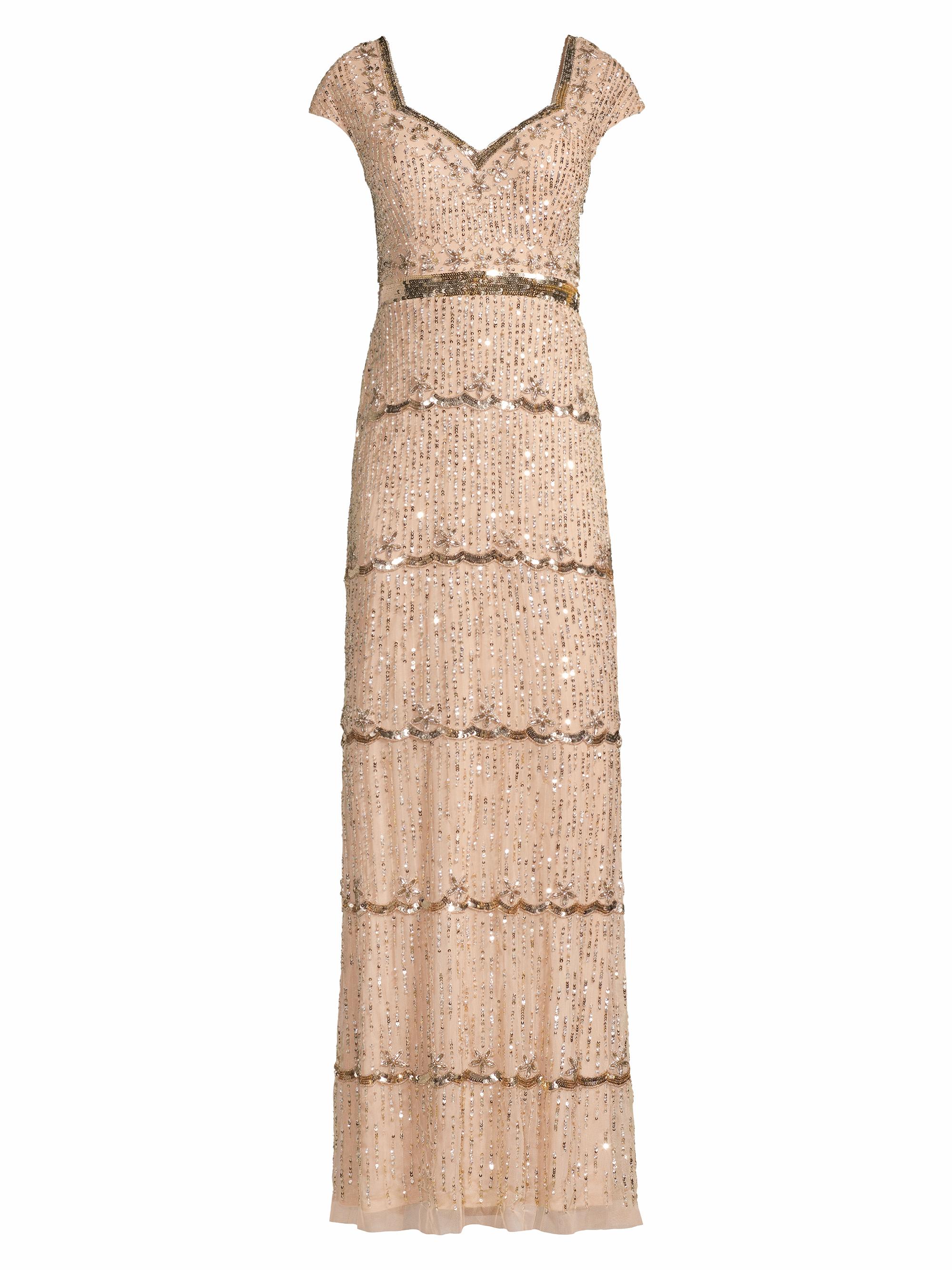 Mac Duggal Women's Embellished Cap Sleeve Gown - Beige