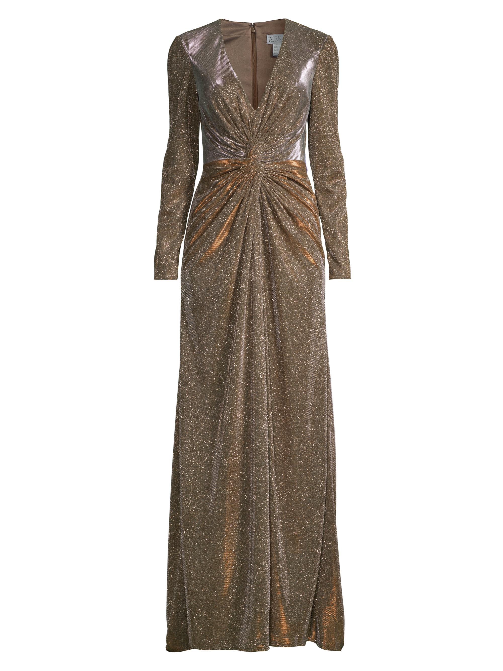 Mac Duggal Women's Metallic Long Sleeve Gown - Bronze