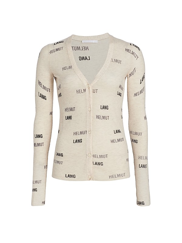 Shop Helmut Lang Logo-Print Wool Cardigan | Saks Fifth Avenue Shop Helmut Lang Logo-Print Wool Cardigan | Saks Fifth Avenue