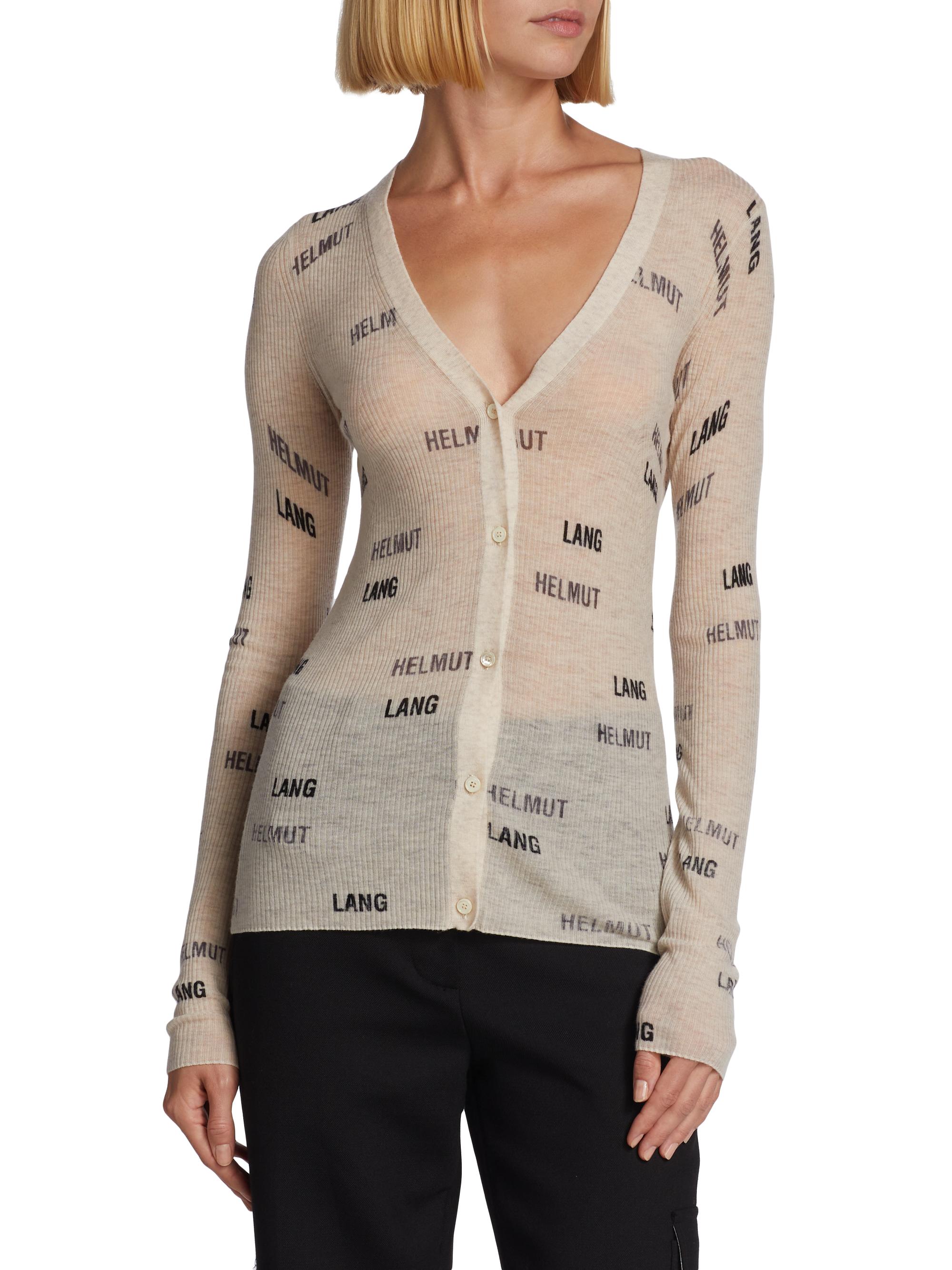 Helmut Lang Logo-Print Wool Cardigan | Saks Fifth Avenue