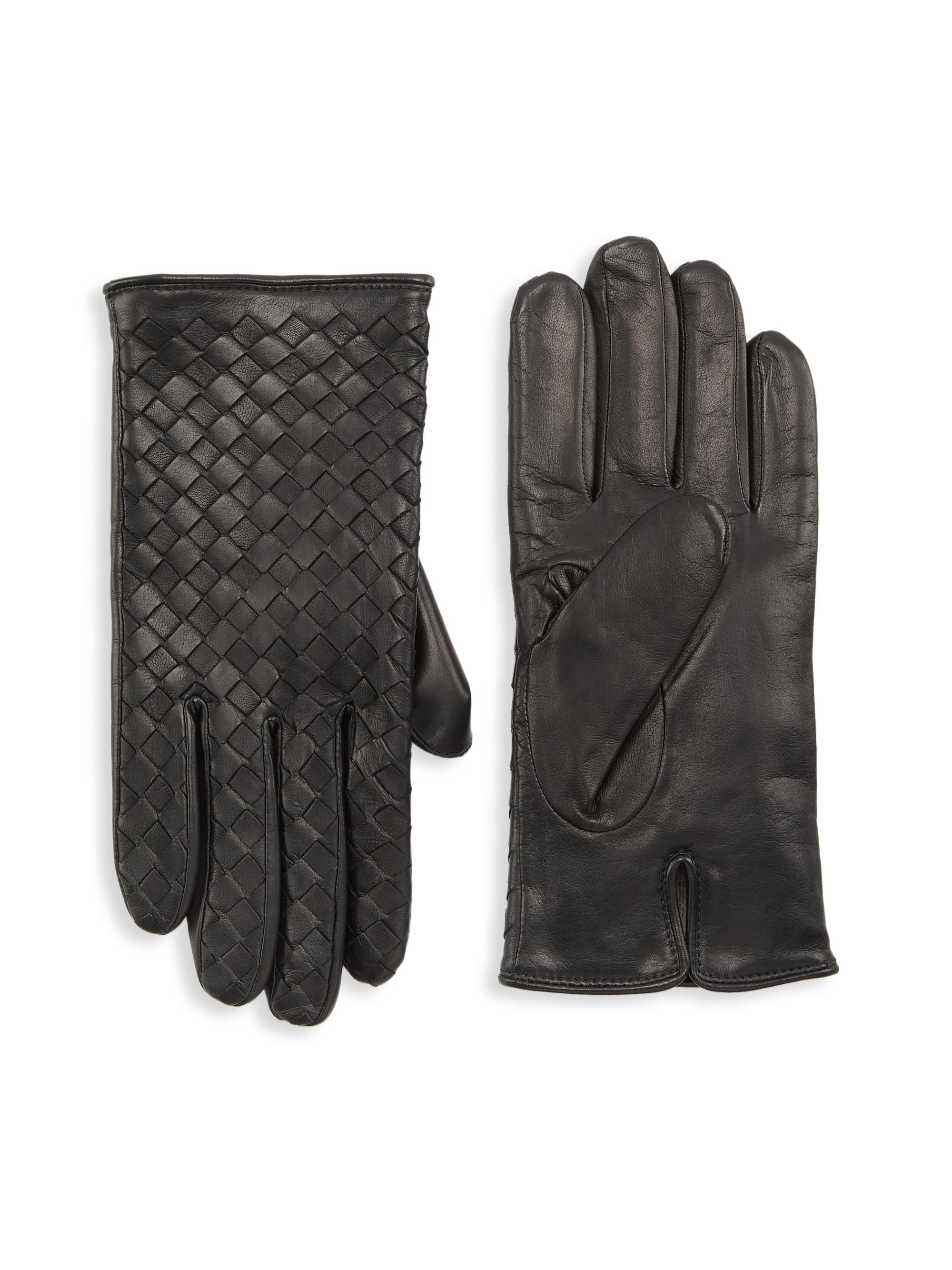 Saks Fifth Avenue Men's COLLECTION Woven Nappa Leather Gloves - Dark Brown