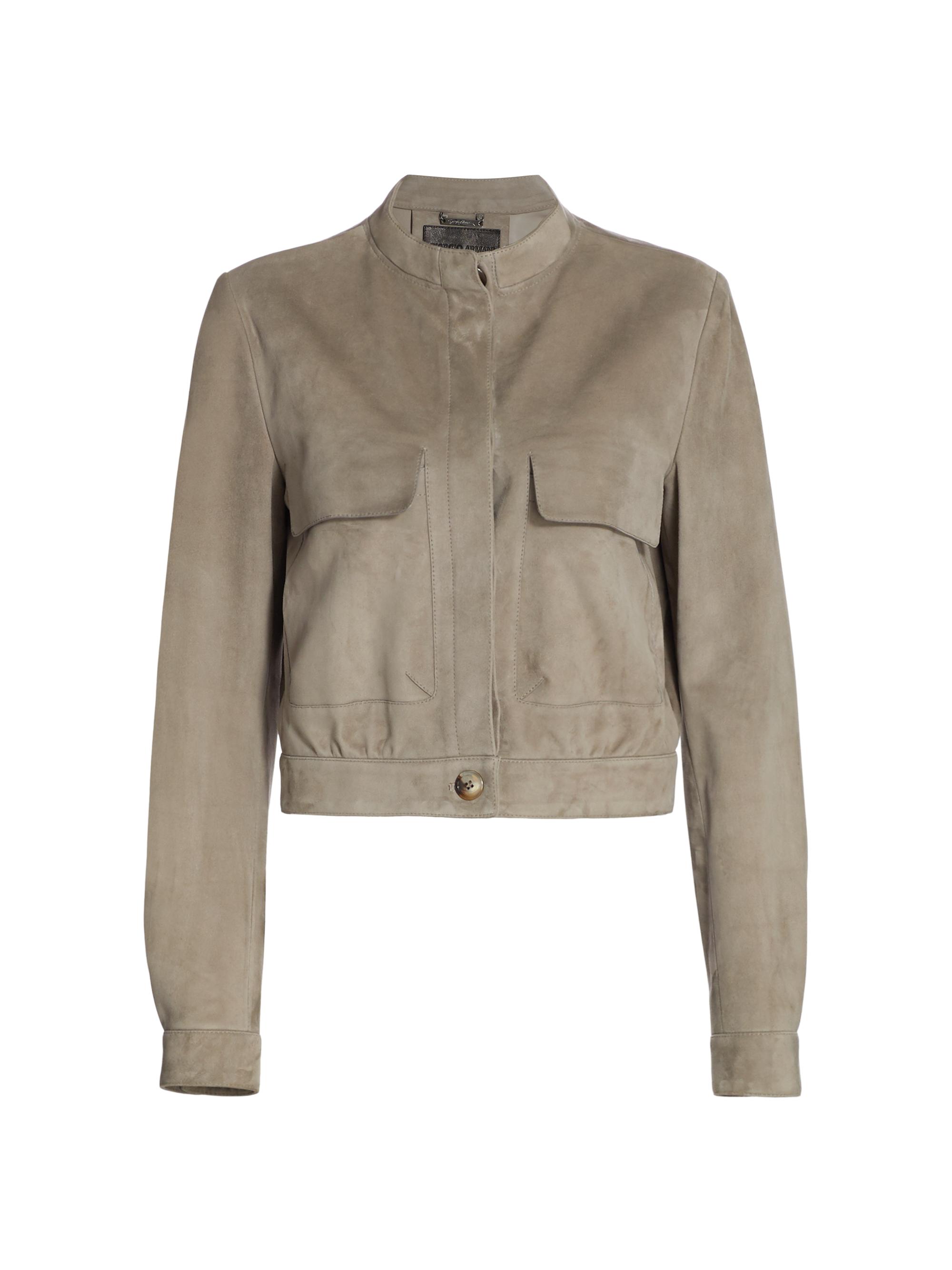 Giorgio Armani Women's Patch-Pocket Suede Jacket - Hazelnut