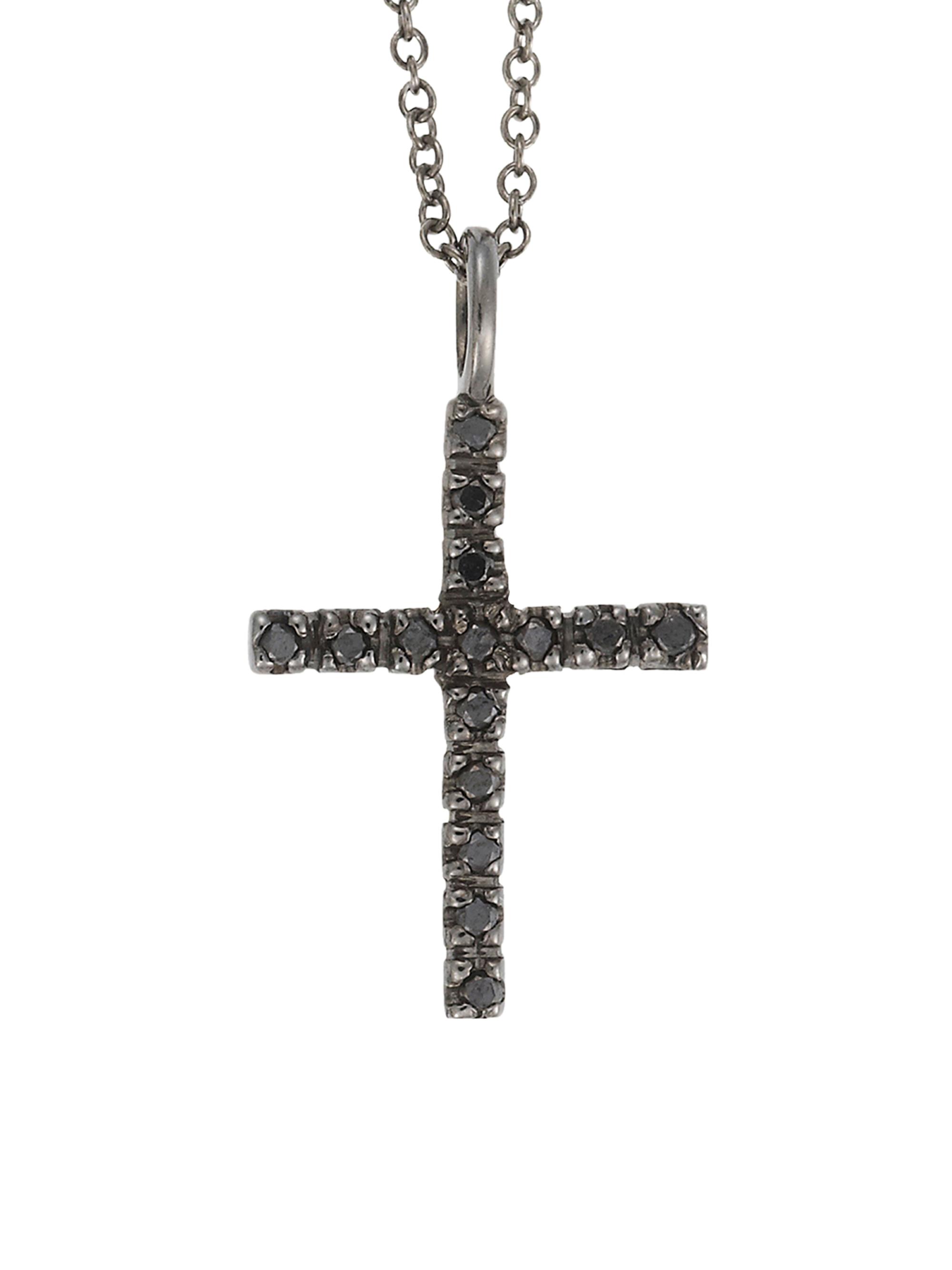Ileana Makri Women's Classic 18K White Gold & Black Diamond Cross Pendant Necklace - Black