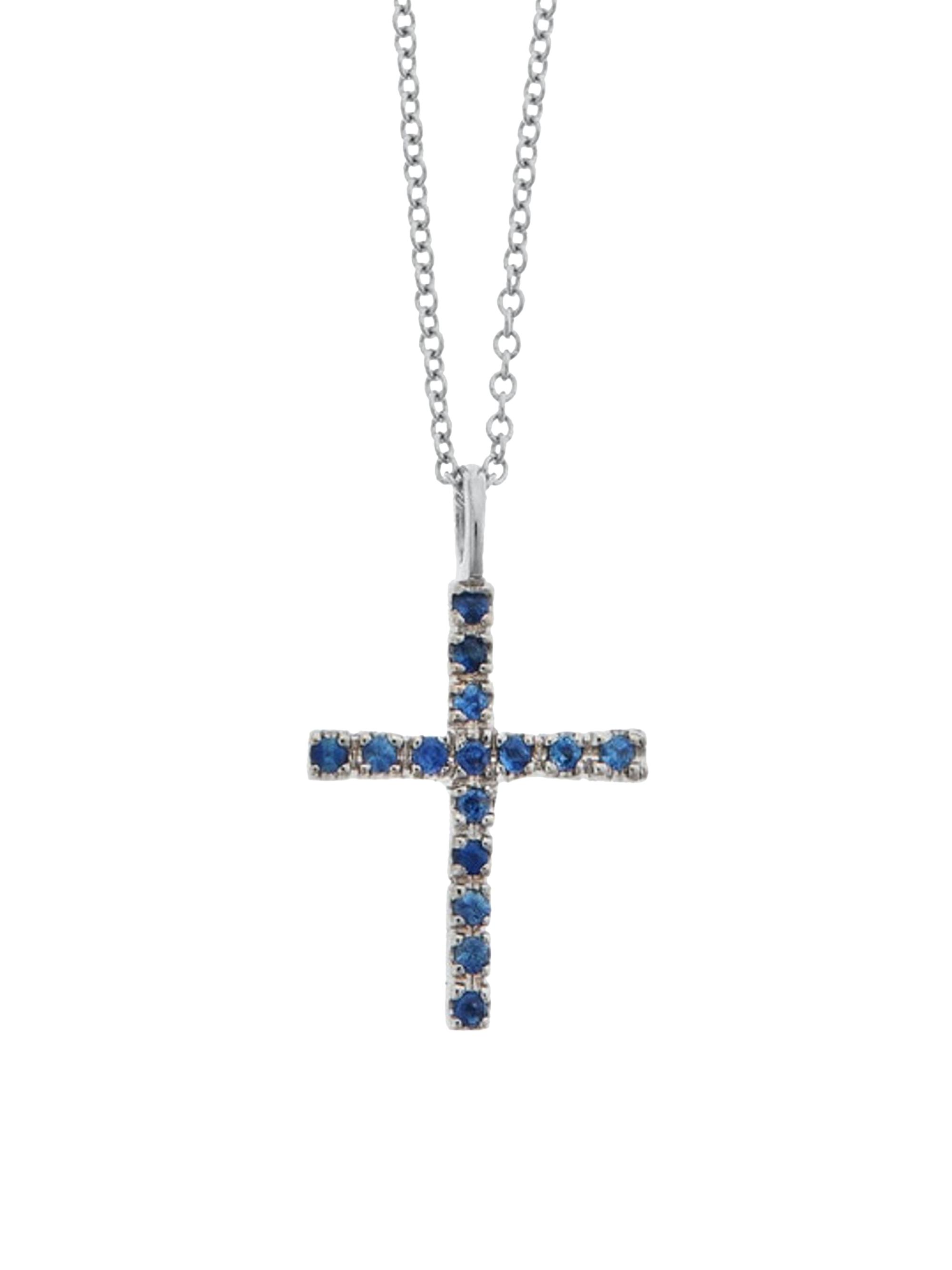 Ileana Makri Women's 18K White Gold & Blue Sapphire Cross Pendent Necklace - Blue