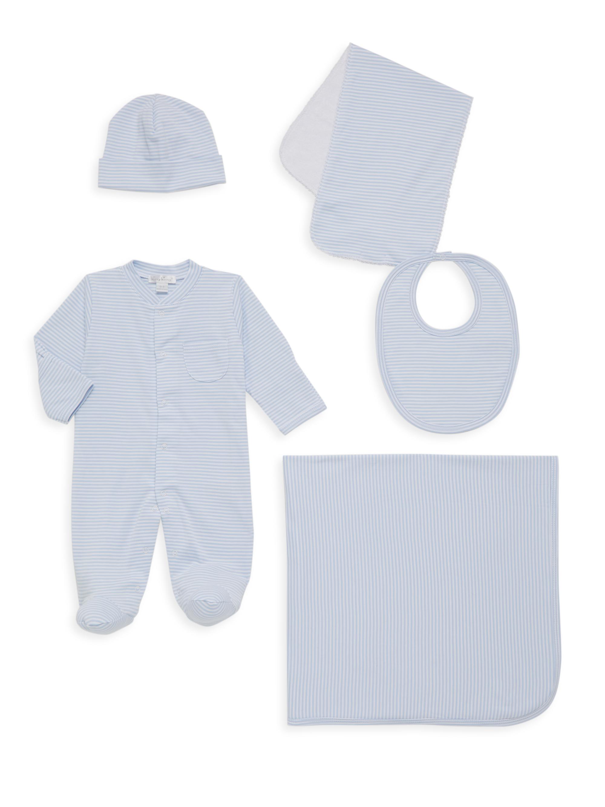 Kissy Kissy 5-Piece Baby Boy's Simple Stripe Gift Set - Light Blue