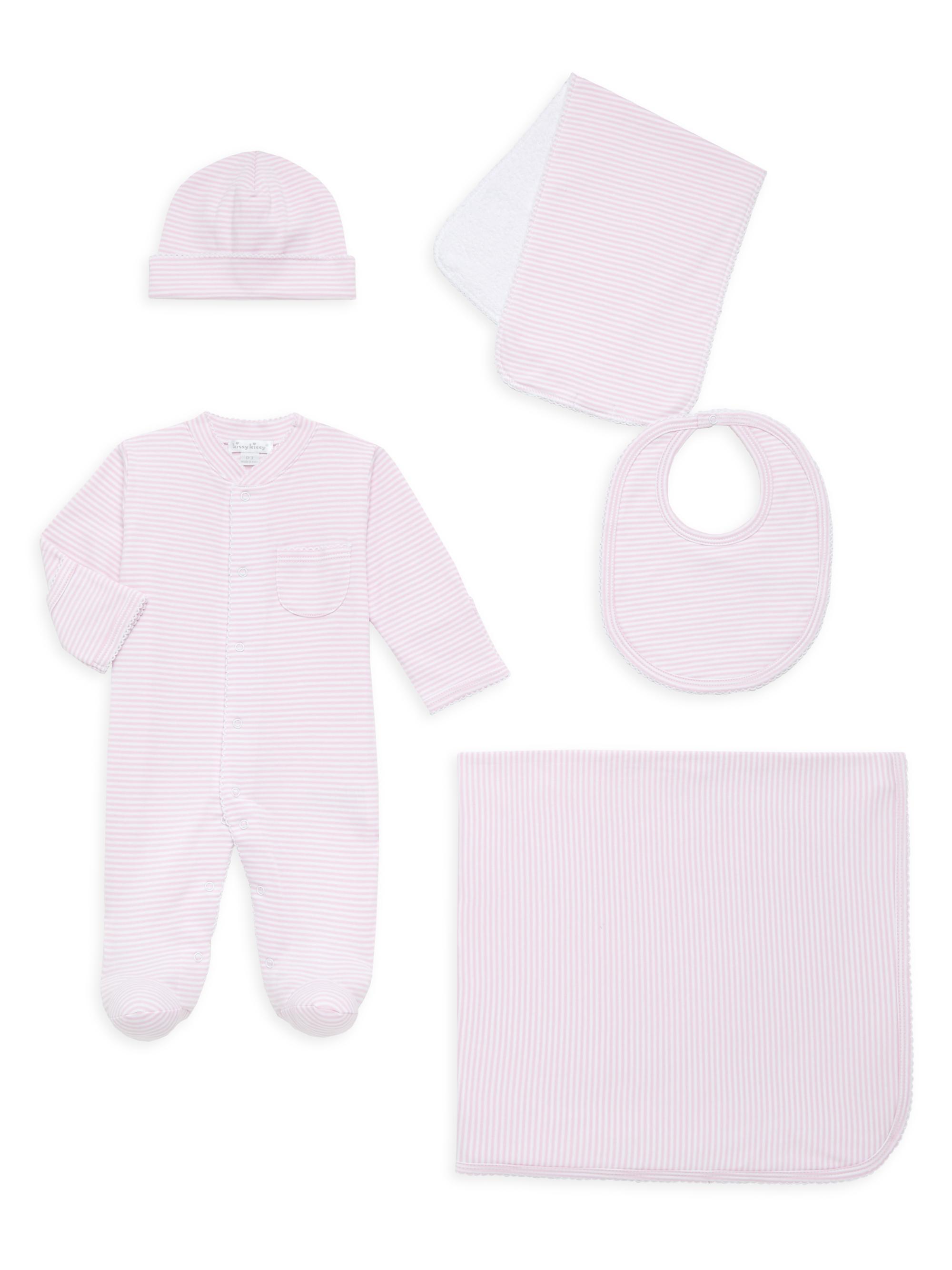 Kissy Kissy Baby Girl's 5-Piece Simple Striped Gift Set - Pink