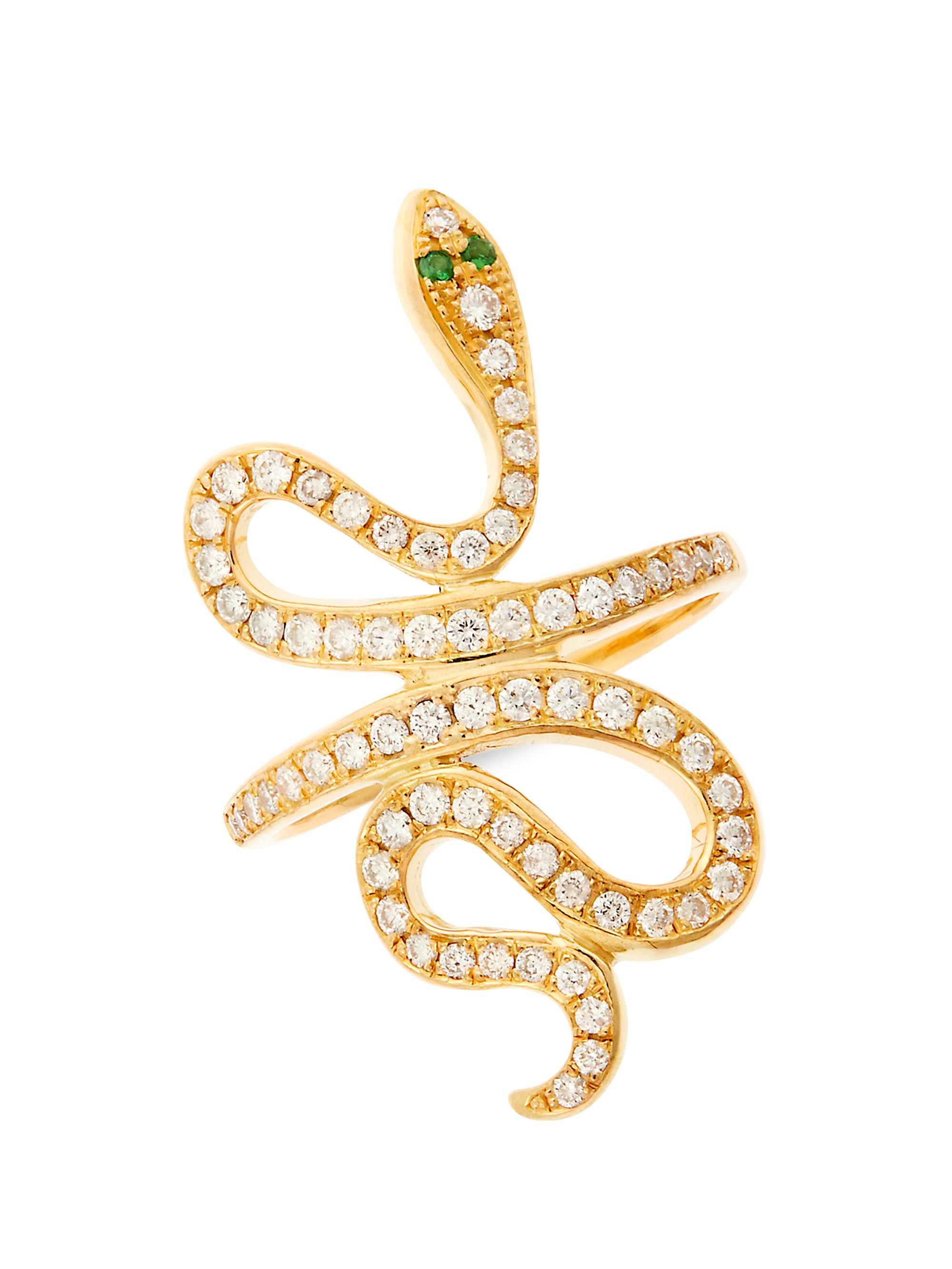 Ileana Makri Women's Diamond Slither Snake 18K Yellow Gold, Tsavorite & Diamond Ring - Yellow Gold