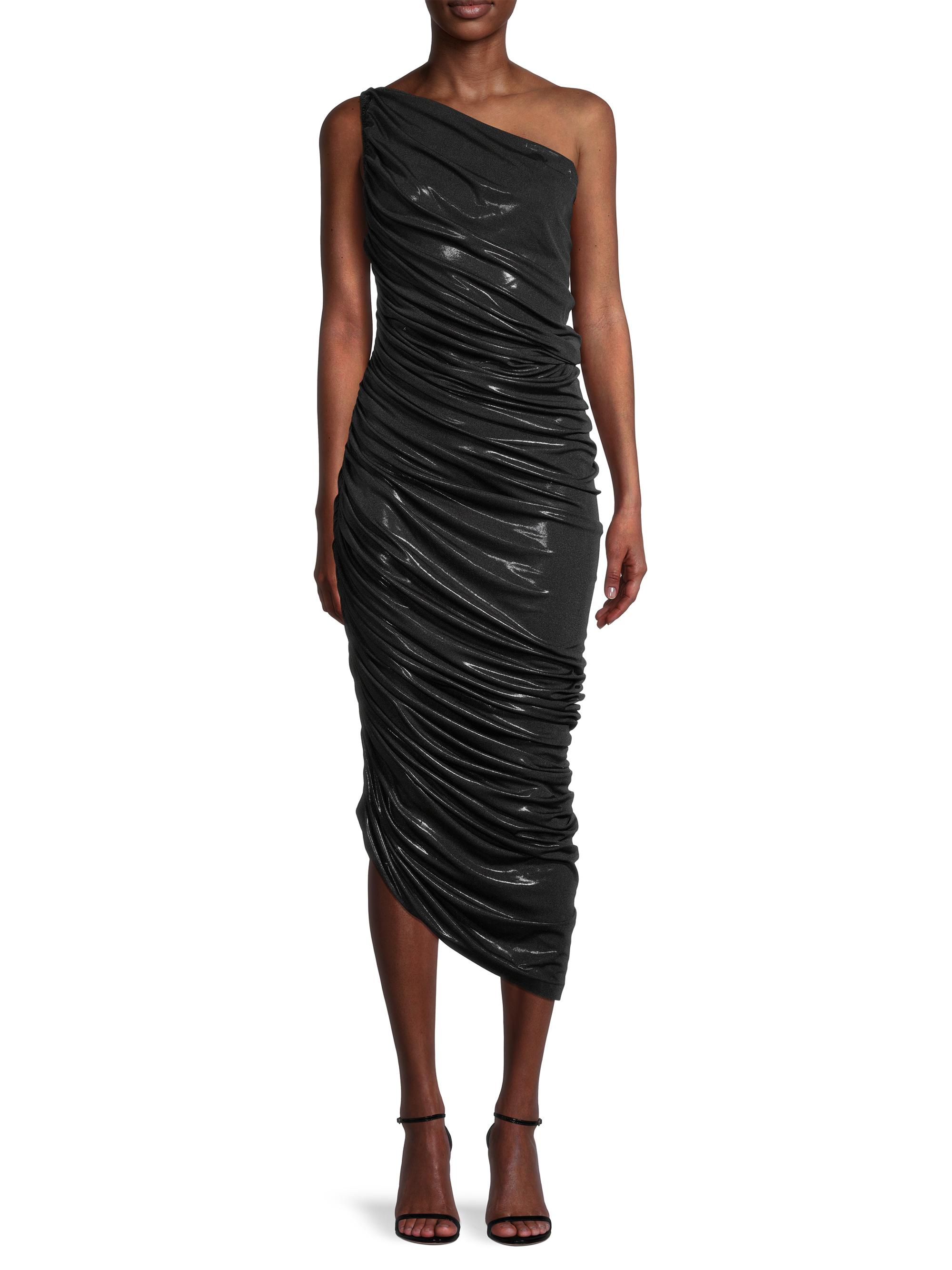 Norma Kamali Diana Metallic Ruched One-Shoulder Gown | Saks Fifth