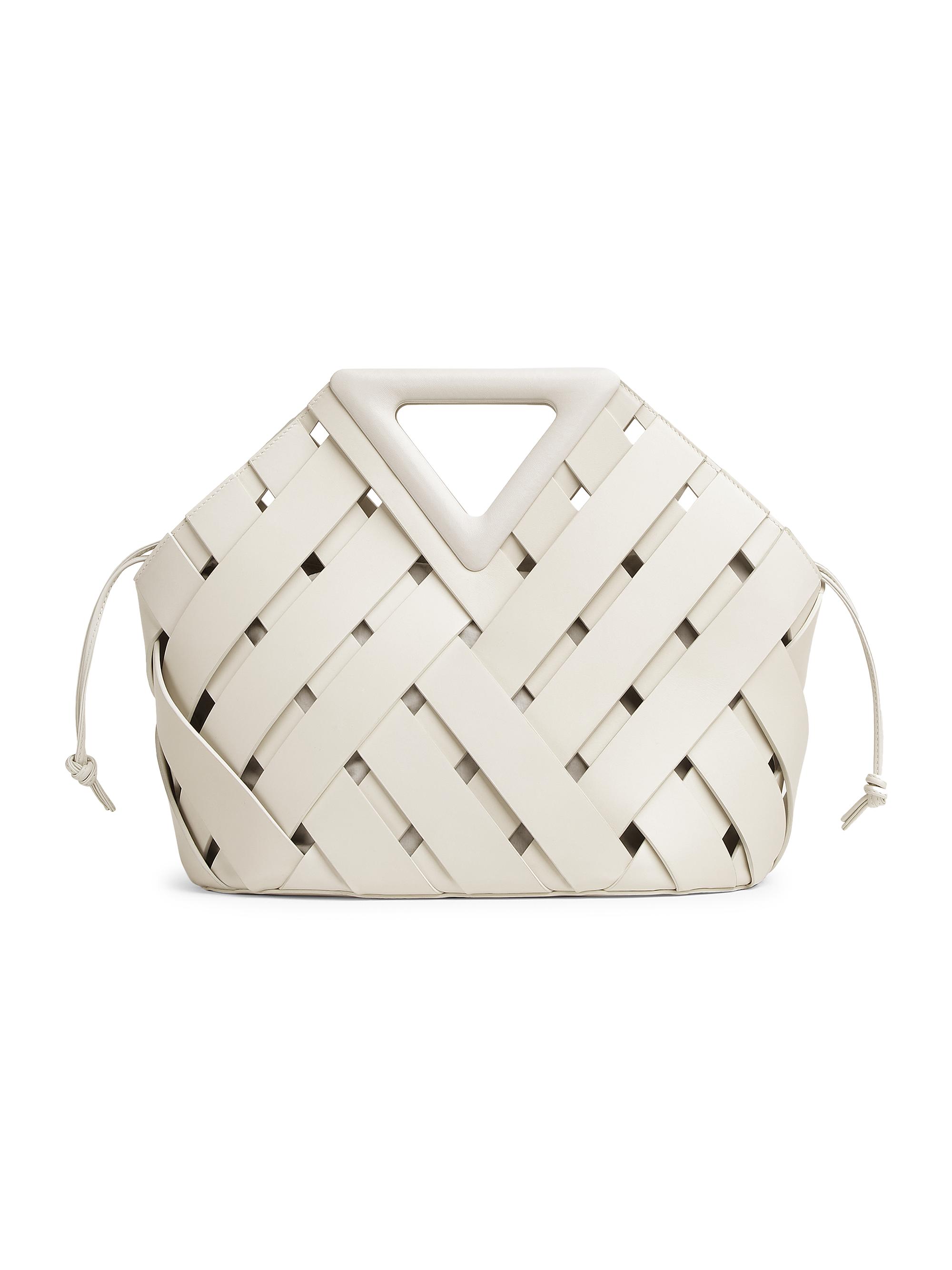 Bottega Veneta Women's Triangle Basket Weave Leather Tote - White