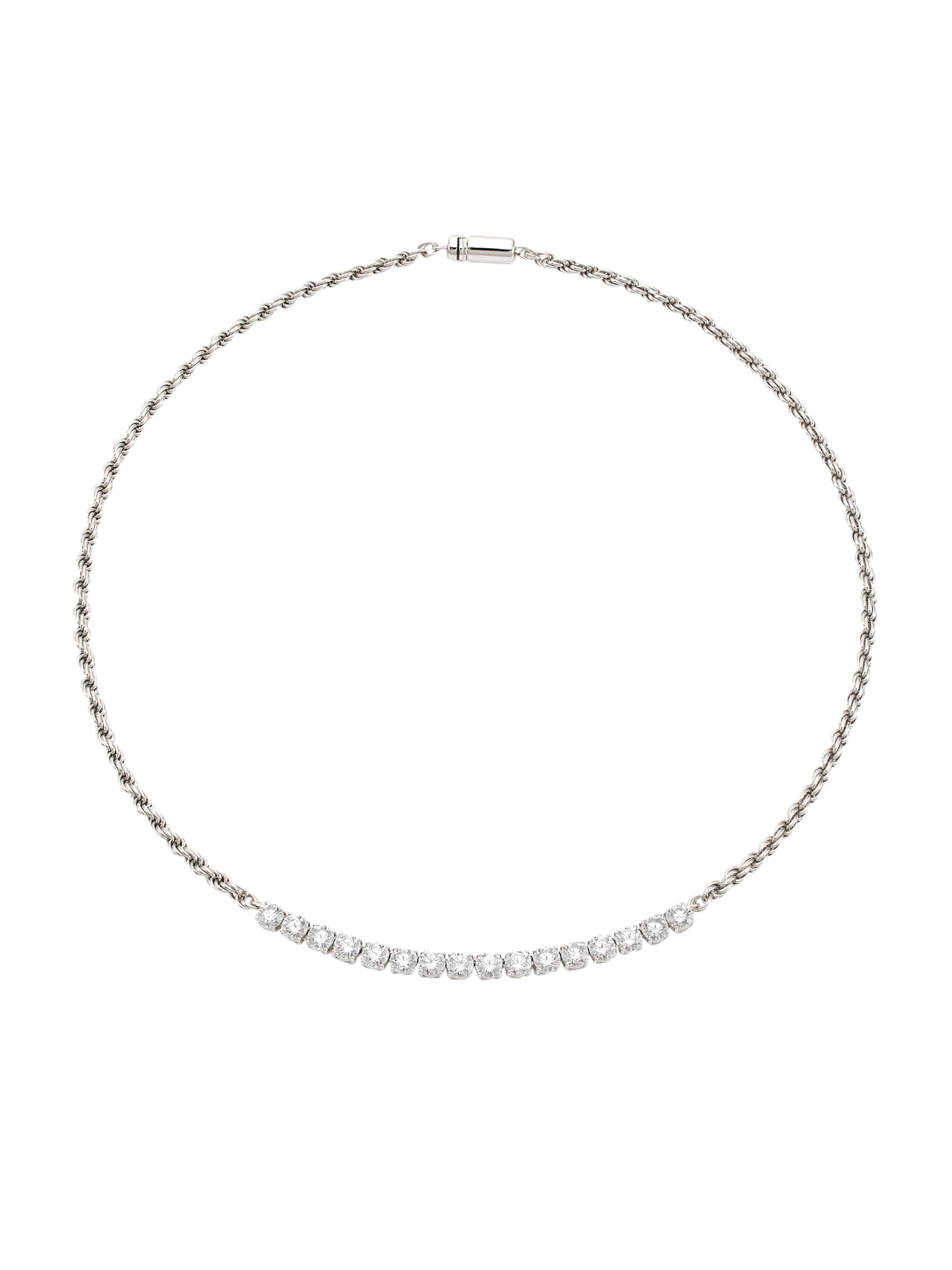 Adriana Orsini Women's Twist Sterling Silver & Cubic Zirconia Collar Necklace - Rhodium
