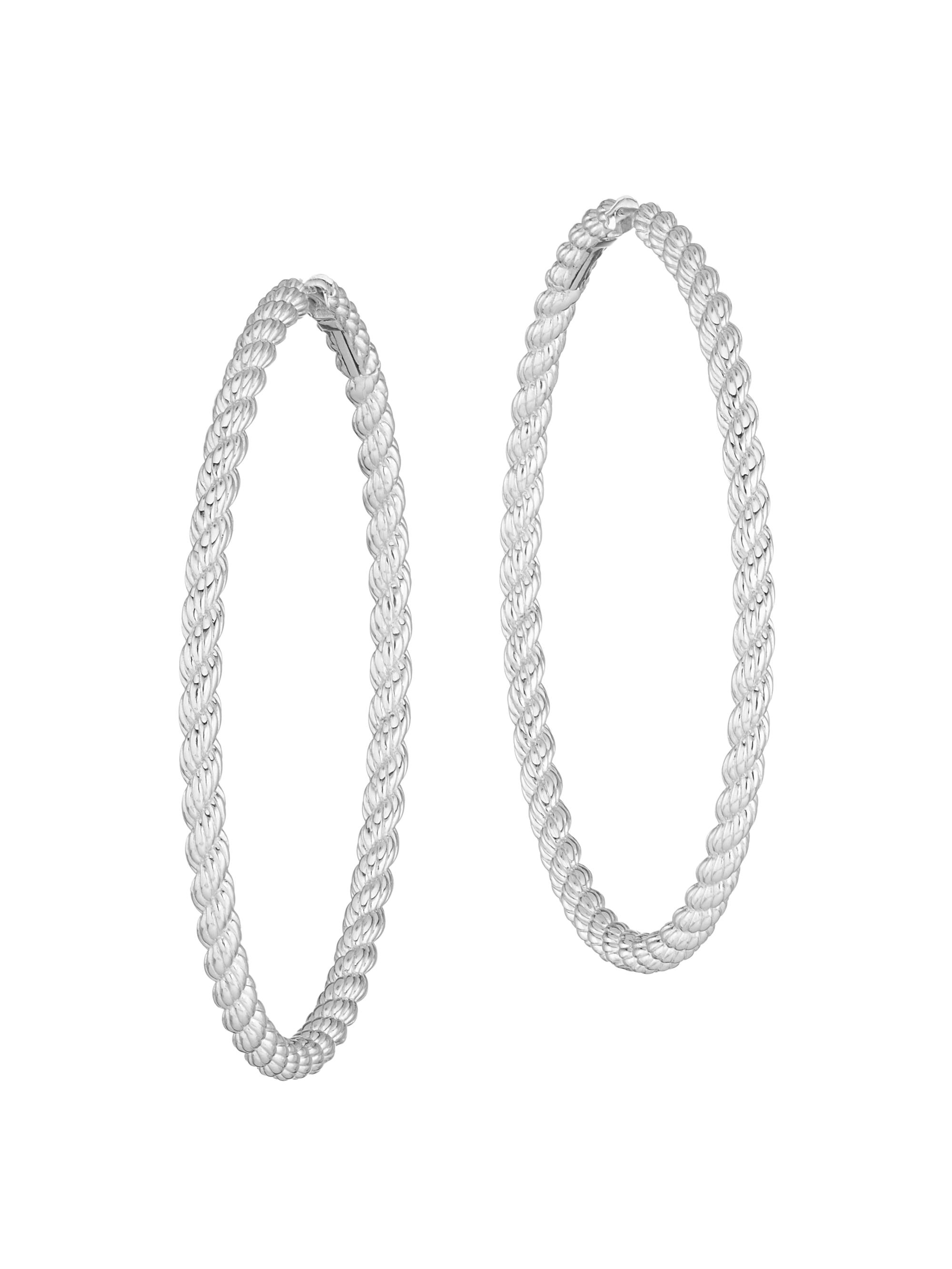 Adriana Orsini Women's Twist Sterling Silver Thin Hoop Earrings - Rhodium