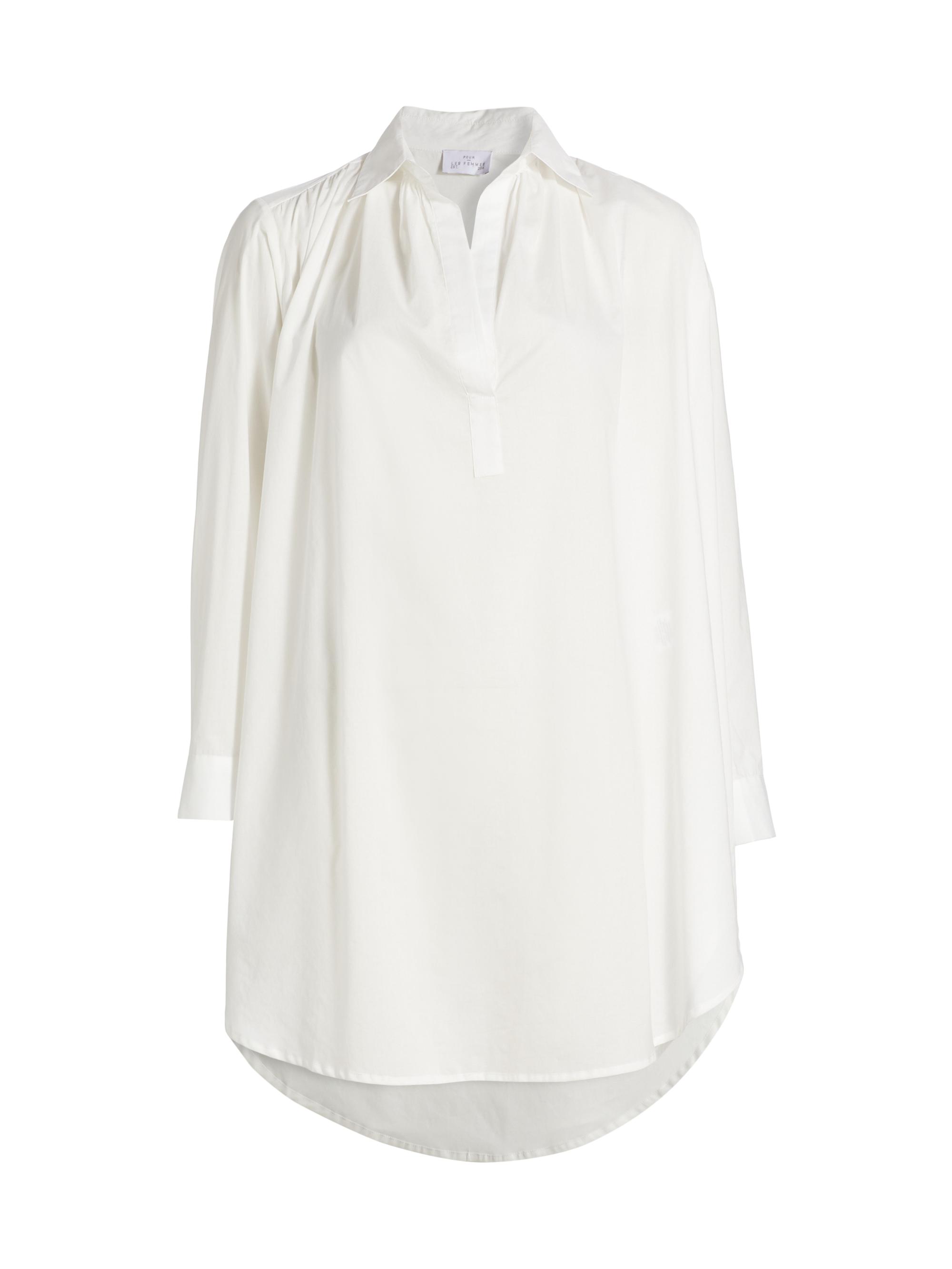 Pour Les Femmes Women's Romeo Cotton Sleep Shirt - White