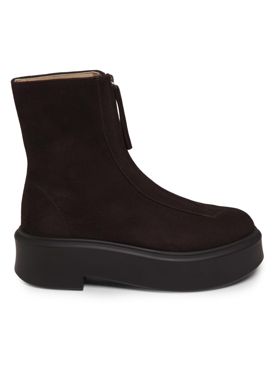 The Row Suede Zipped Platform Boots | Saks Fifth Avenue